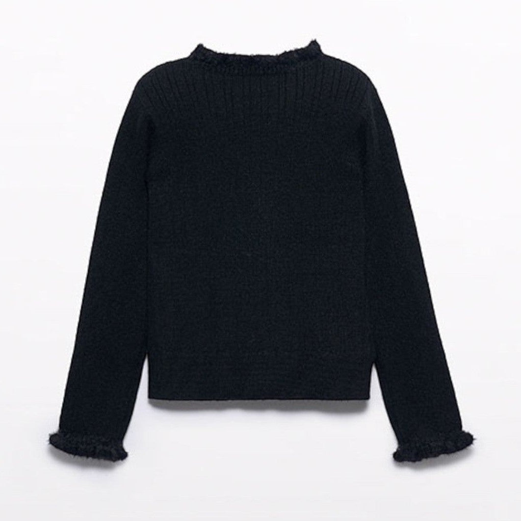 Dolcevita tricot costine comb Bimba Nero 5835/84 -  NANU' BABY