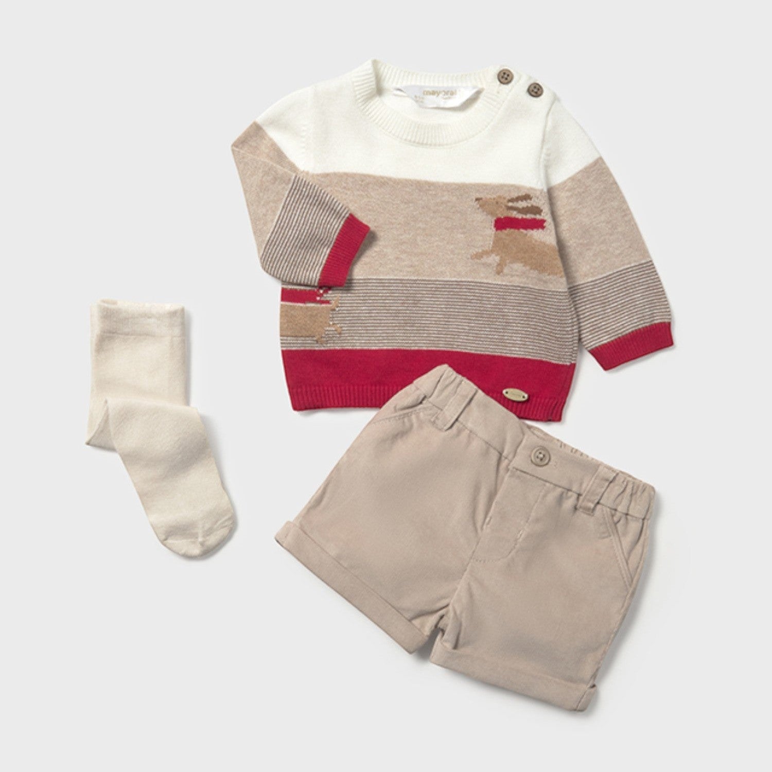 Completo Bimbo Beige Pantaloni Corti Mayoral 2259/30 - NANÙ BABY -  NANU' BABY