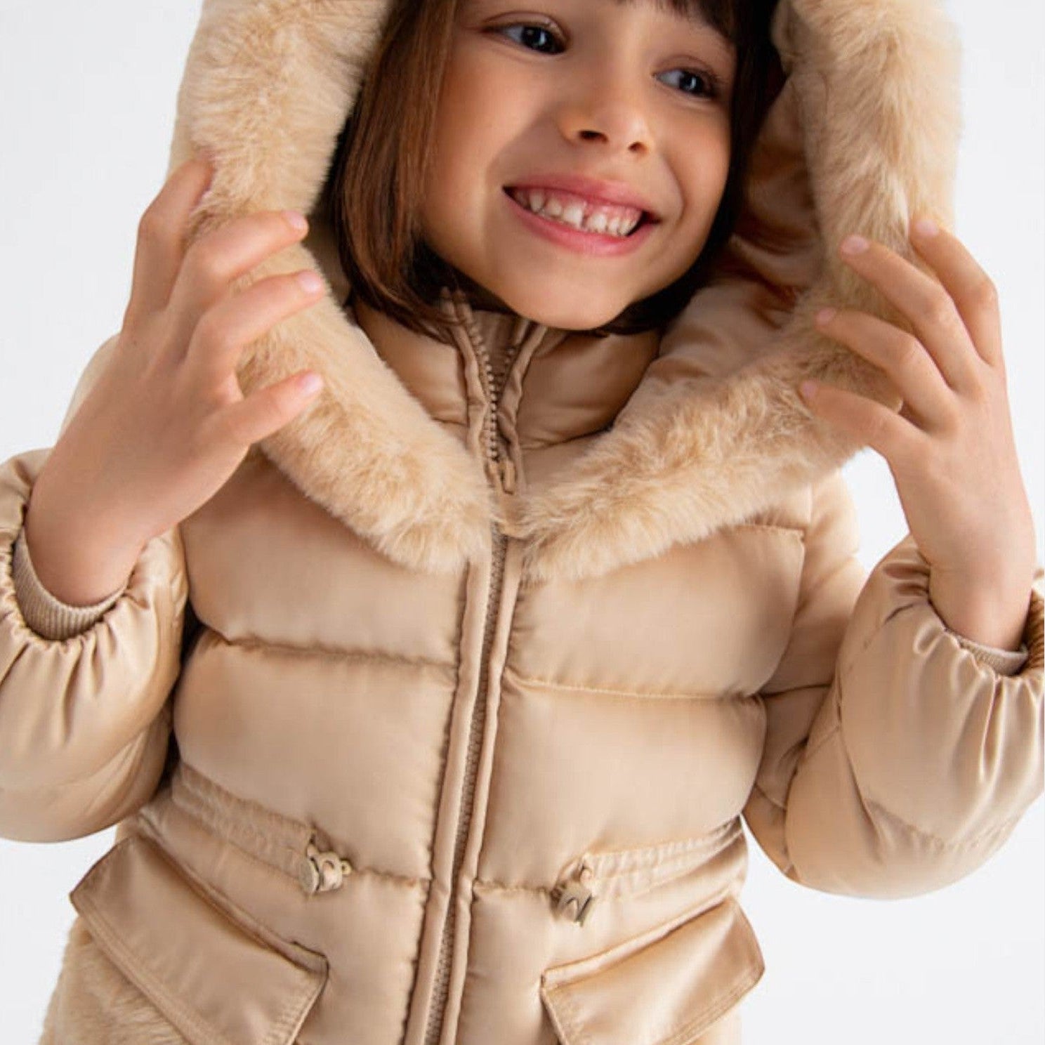 Giubbotto satinato pelo Bimba Beige 5849/14 - NANU' BABY