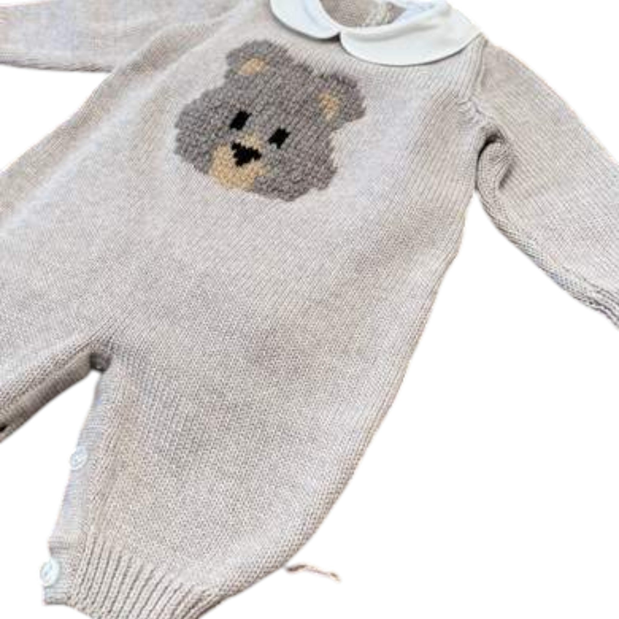 Tutina Neonato Lana Merino Beige - BEBE' DI ALMY T85L