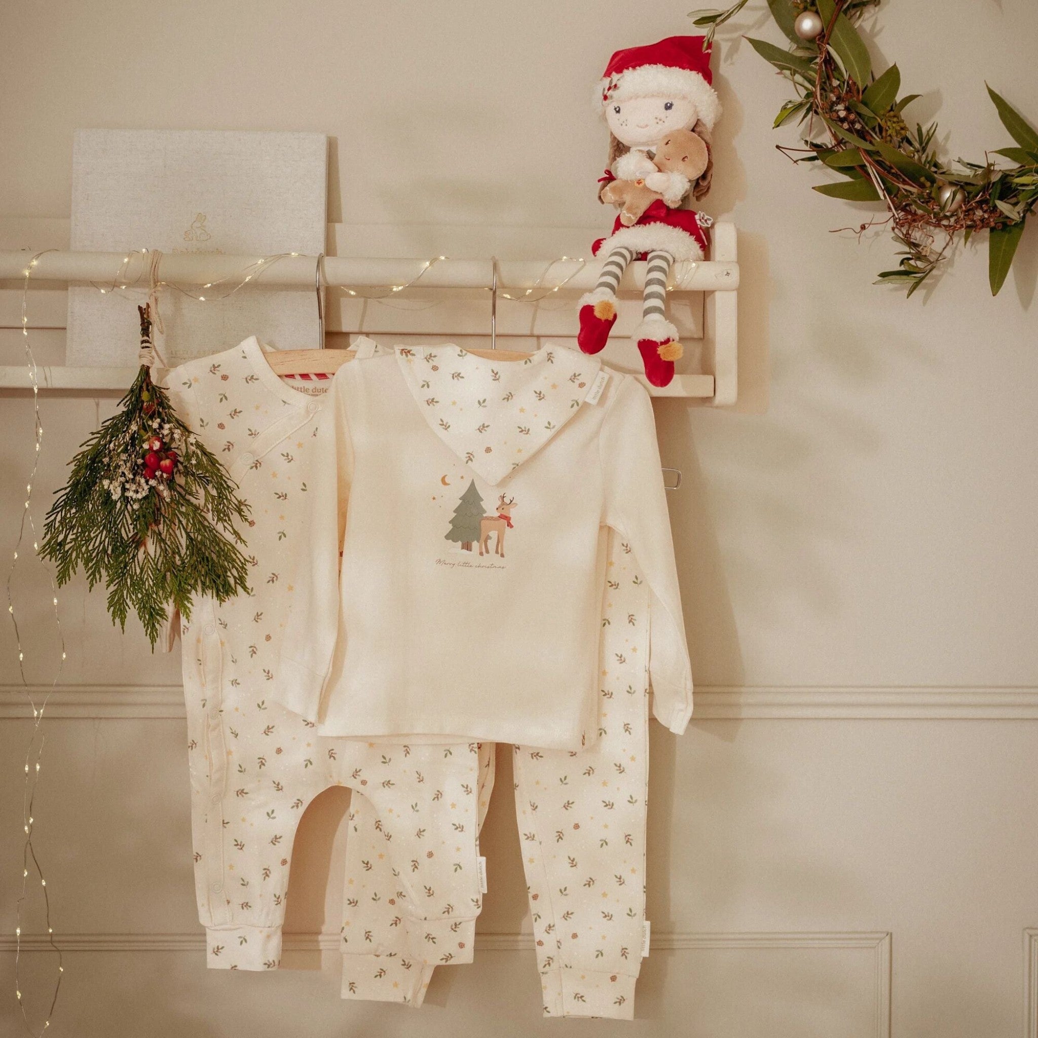 Two-piece Christmas pajamas for baby boy, beige, CL25106003