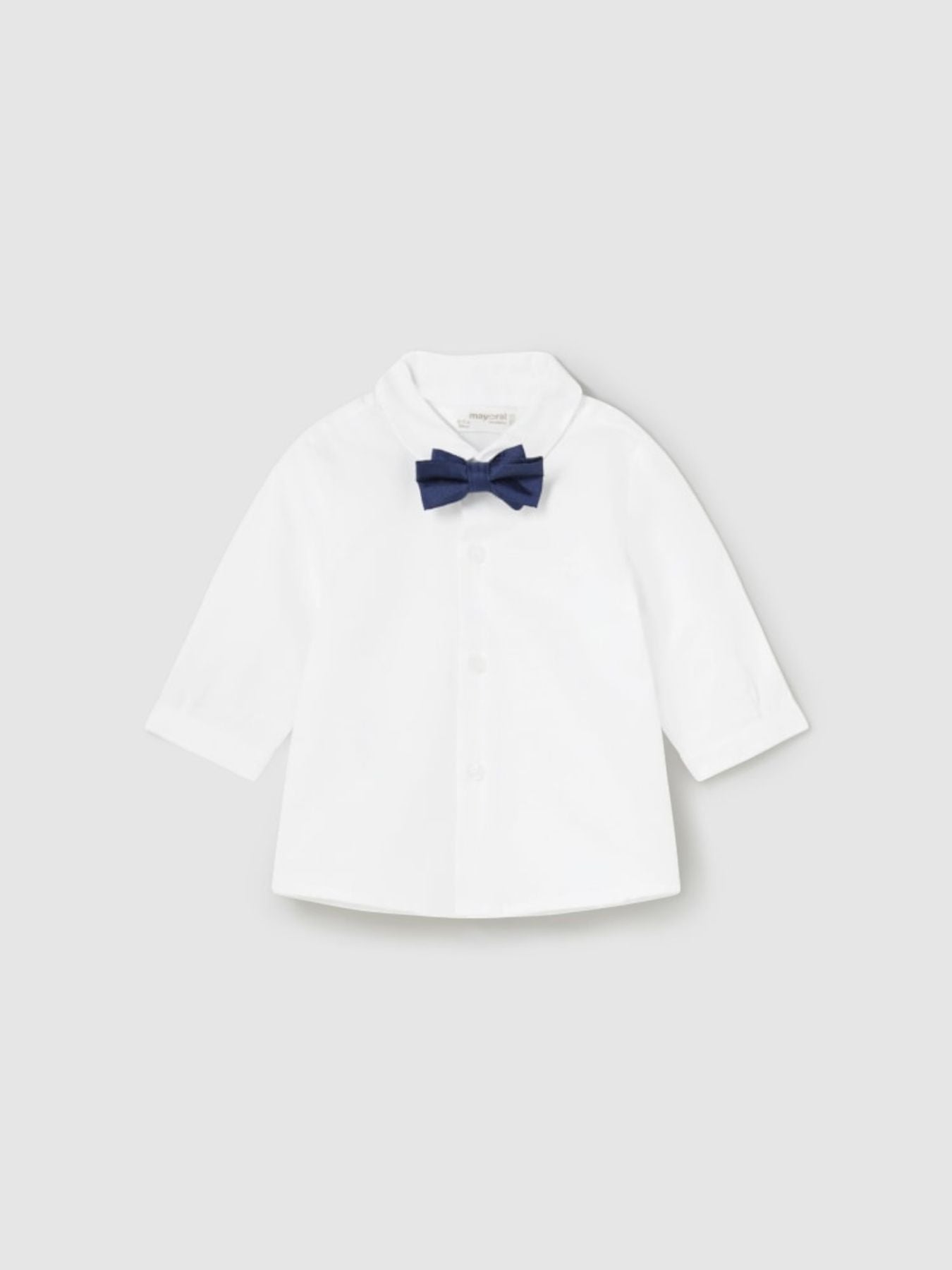 Long-sleeved shirt with bow tie for boys, white 1J-2180/B