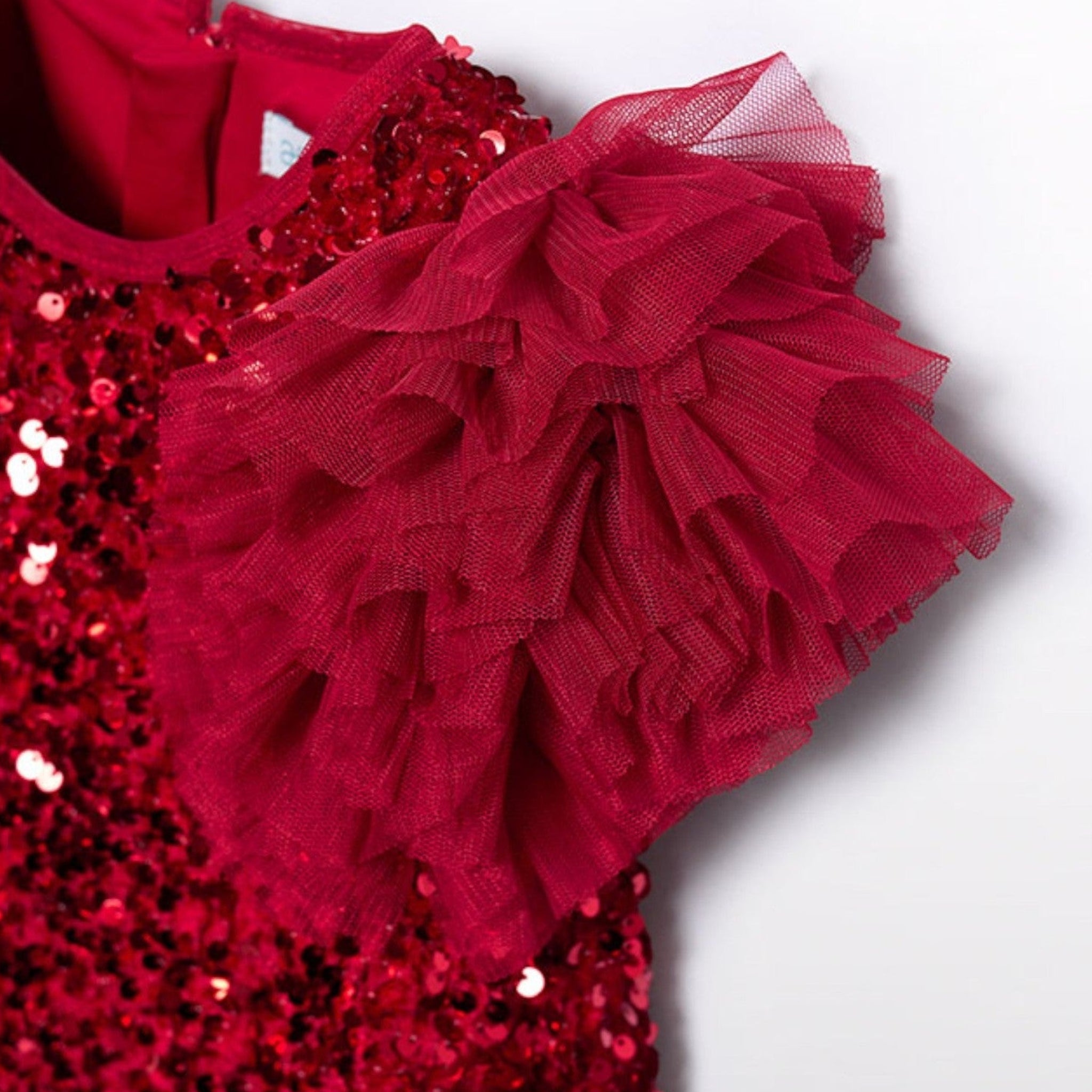 Abito lustrini velluto Bimba Rosso 5529/2 -  NANU' BABY