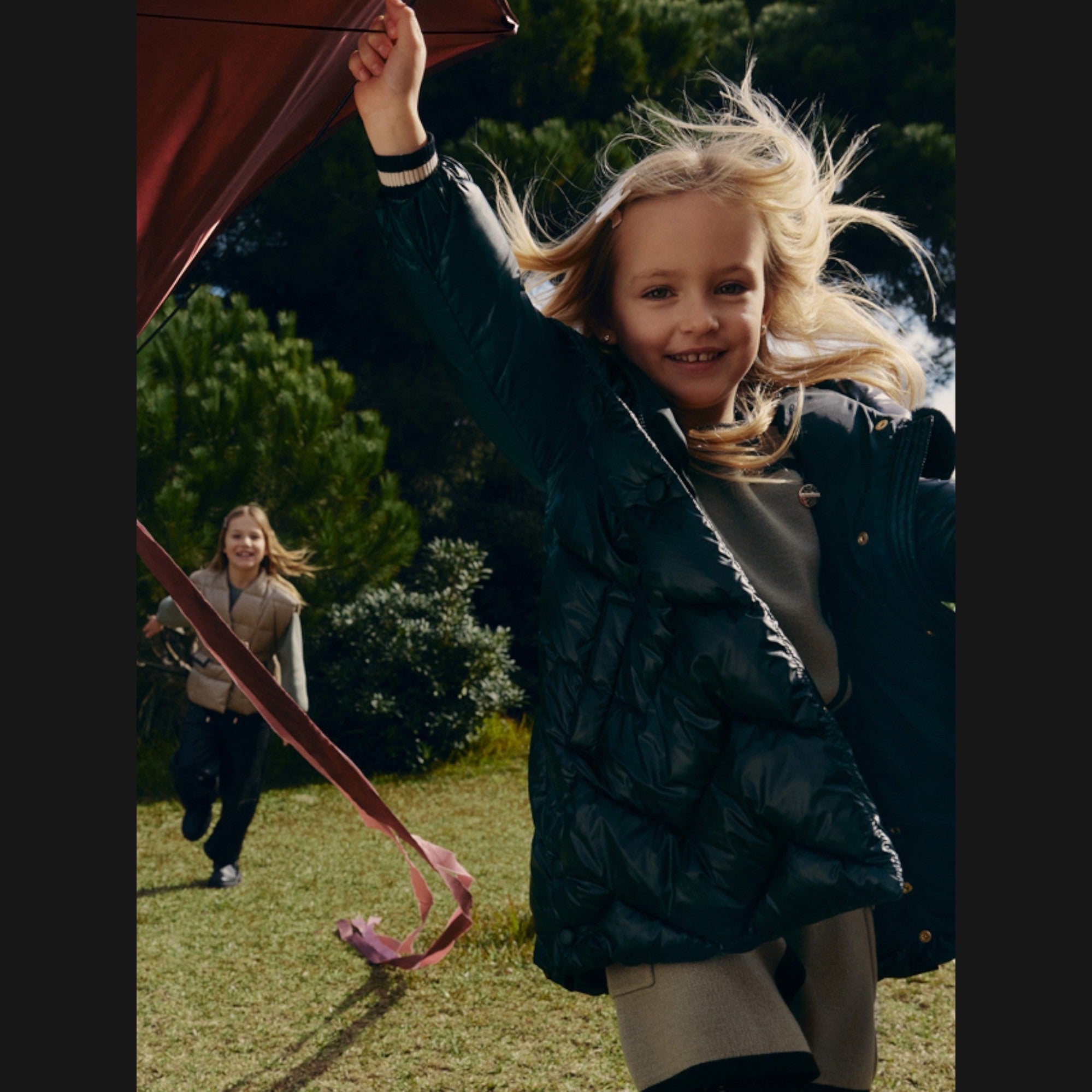 Giaccone lungo trapuntato Bimba Nero 5847/10 -  NANU' BABY