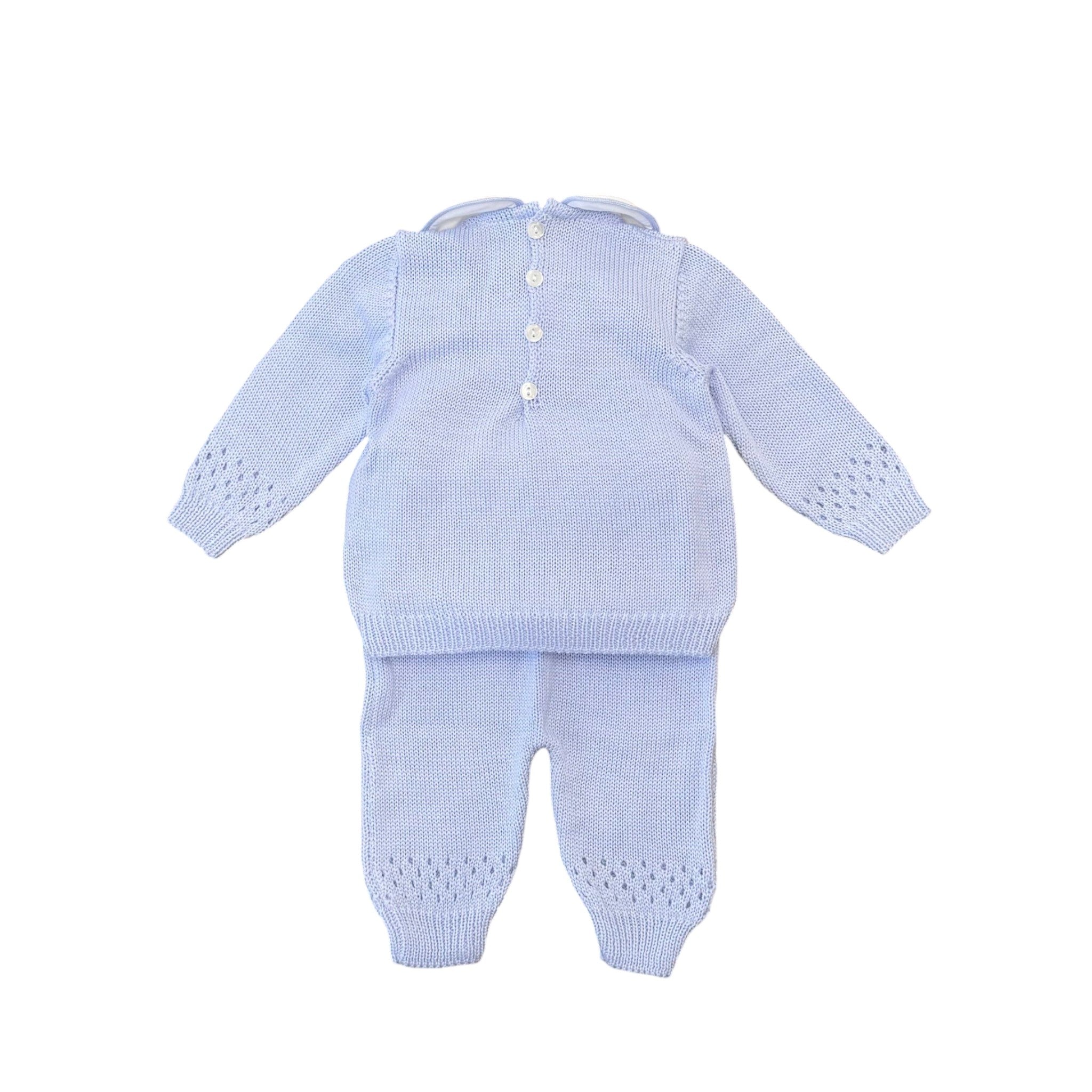 Merino Wool Newborn Baby Set, Sky Blue - BEBE' DI ALMY 2P80/C
