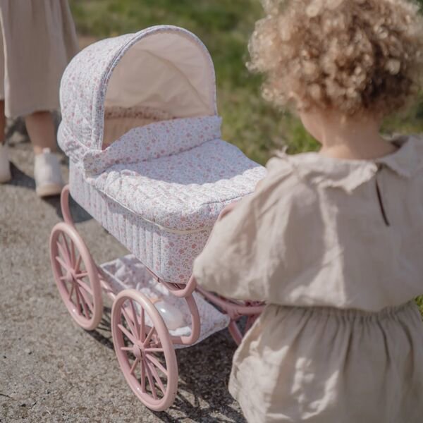 Pink metal doll stroller LD4586