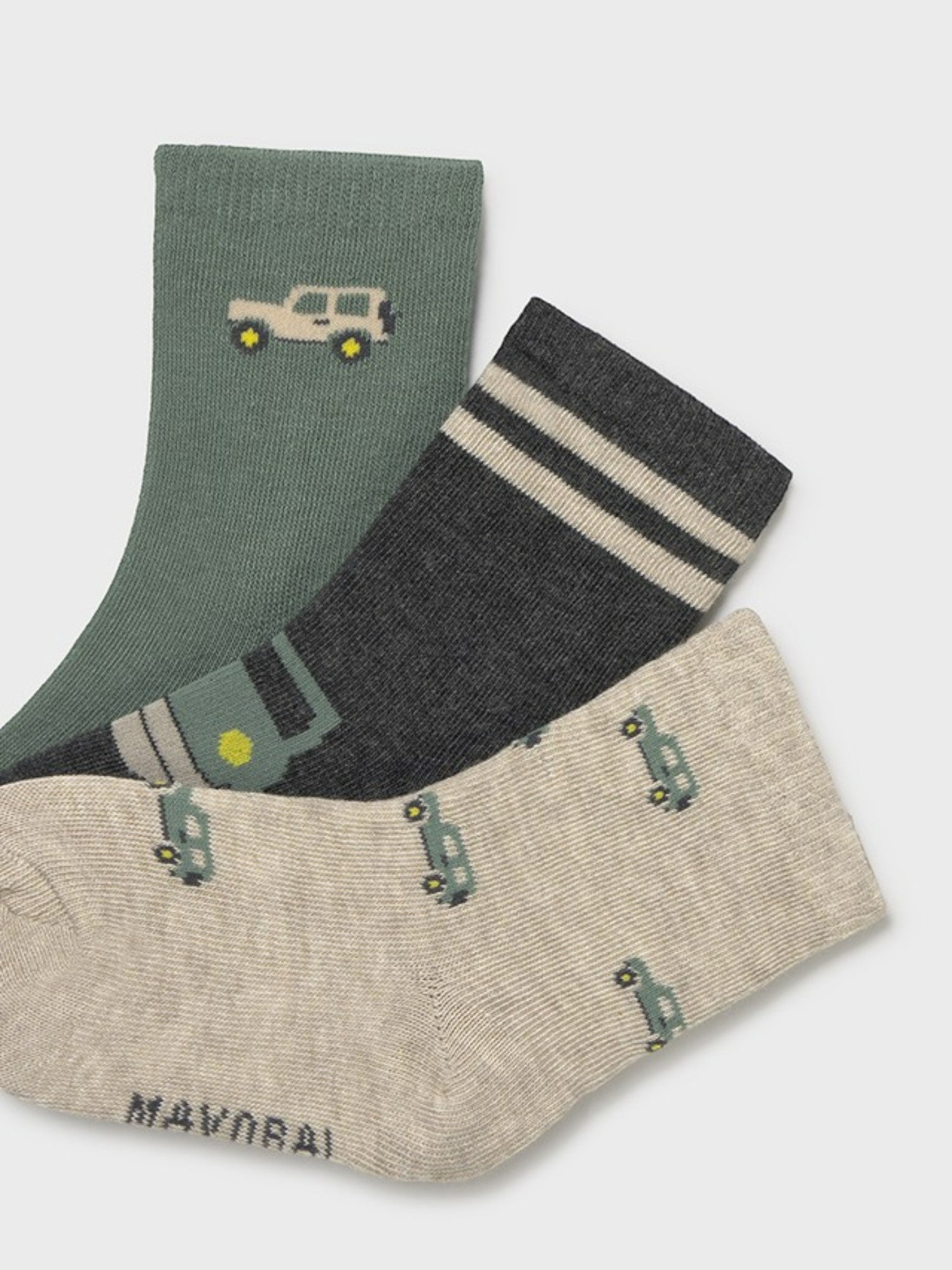 Set of 3 patterned socks, Green 10008/53