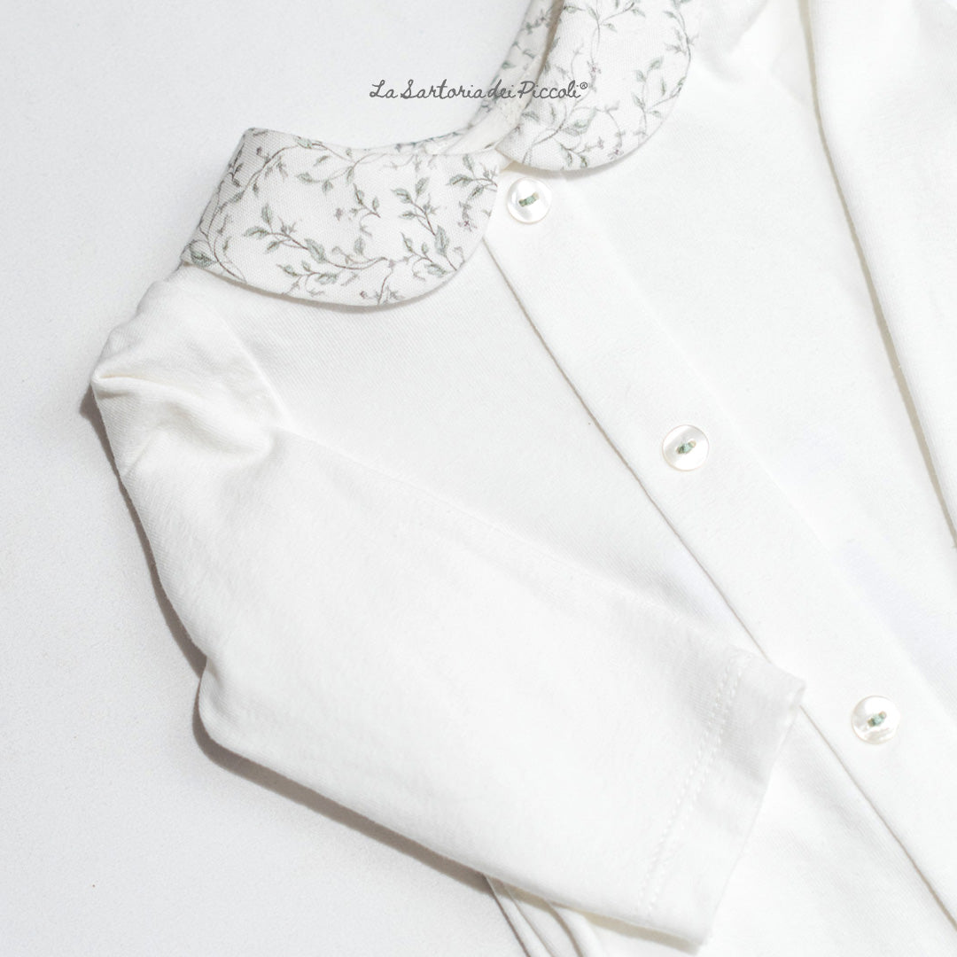 Newborn Baby Romper, Cream Chenille, SARTORIA DEI PICCOLI (code LTB1102)