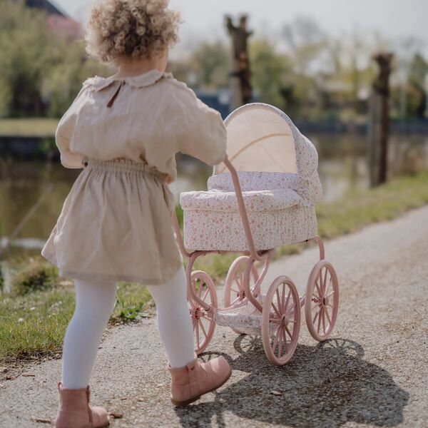 Pink metal doll stroller LD4586