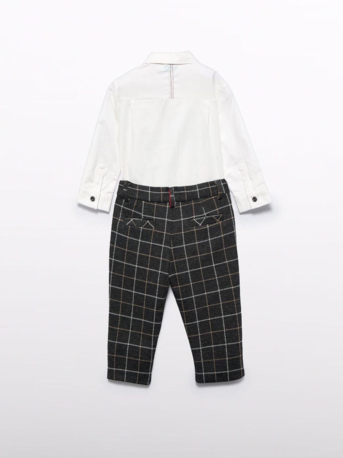 Complete set of checked trousers for boys in grey 5704/G