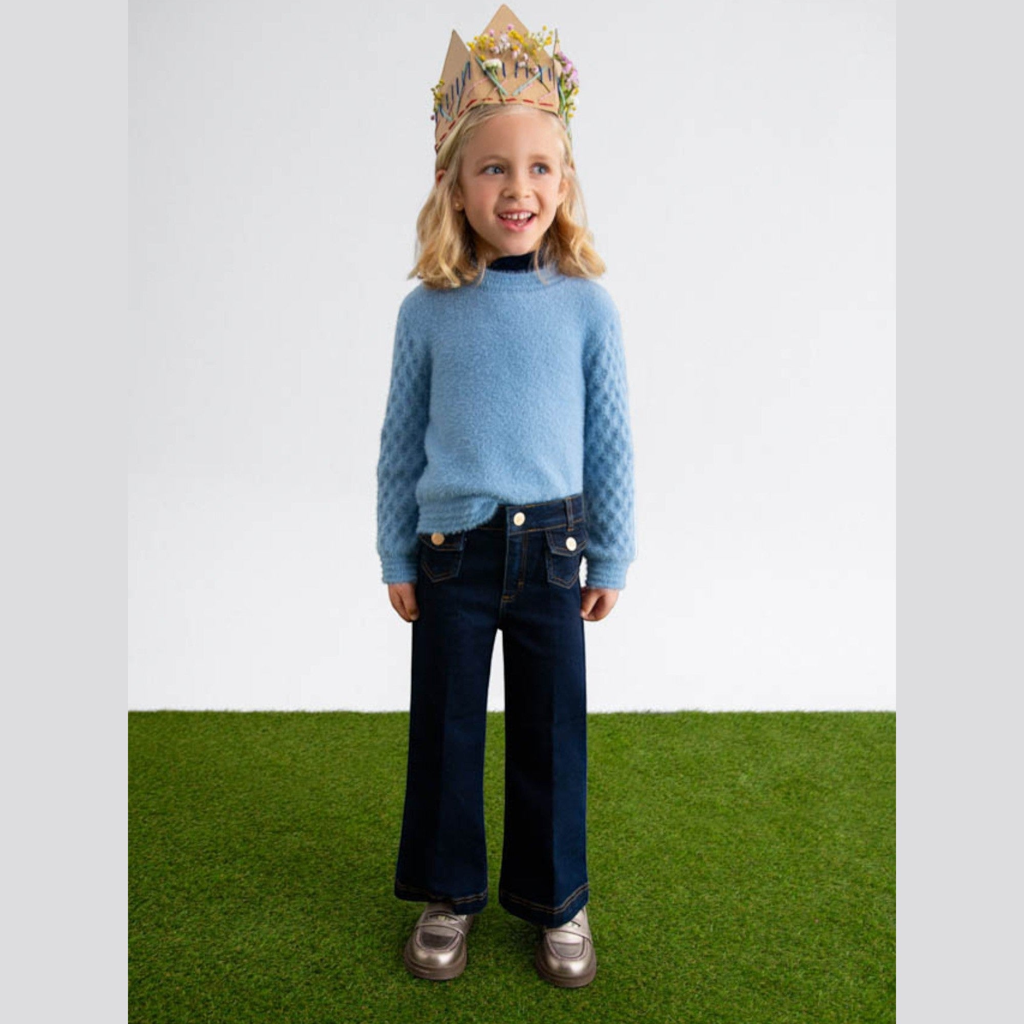 Pantalone denim palazzo Bimba Blu 5722/5 -  NANU' BABY