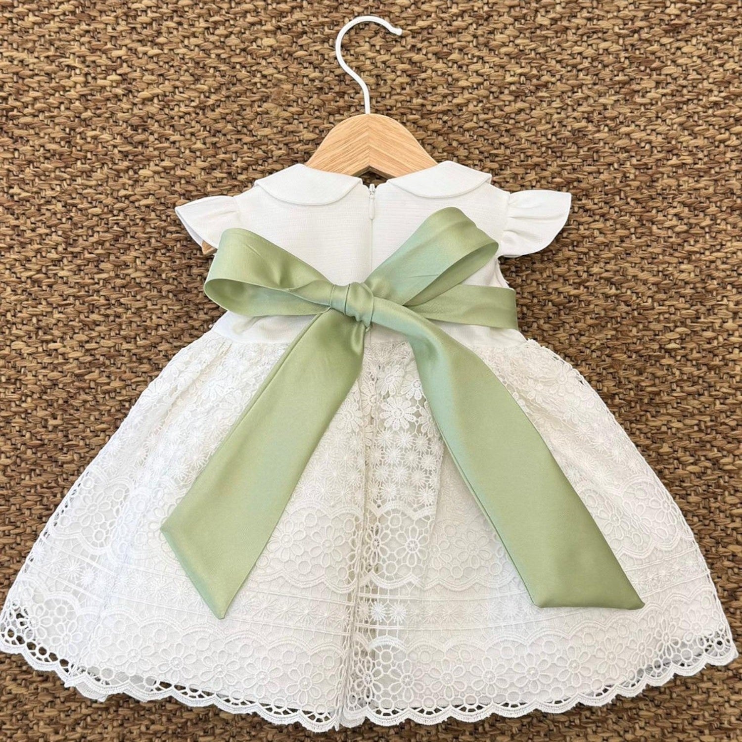 Abito Cerimonia Macramè Bimba VERDE FB080/V -  NANU' BABY