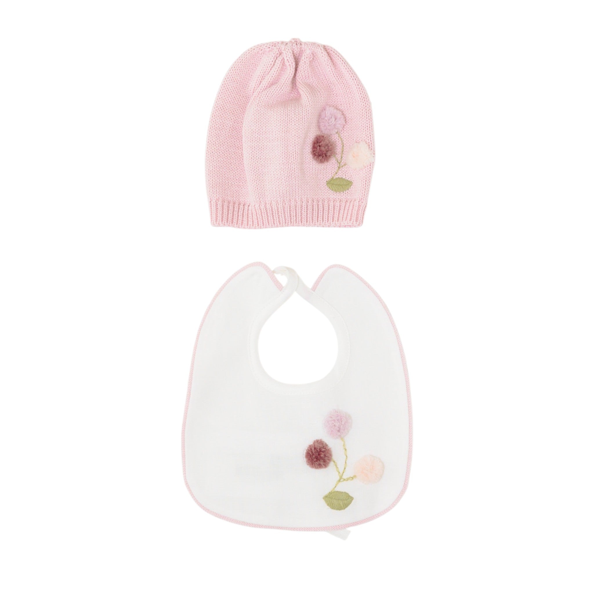 Set Cuffia Bavetta Neonata Ciniglia Rosa SARTORIA DEI PICCOLI (cod. LR1107)