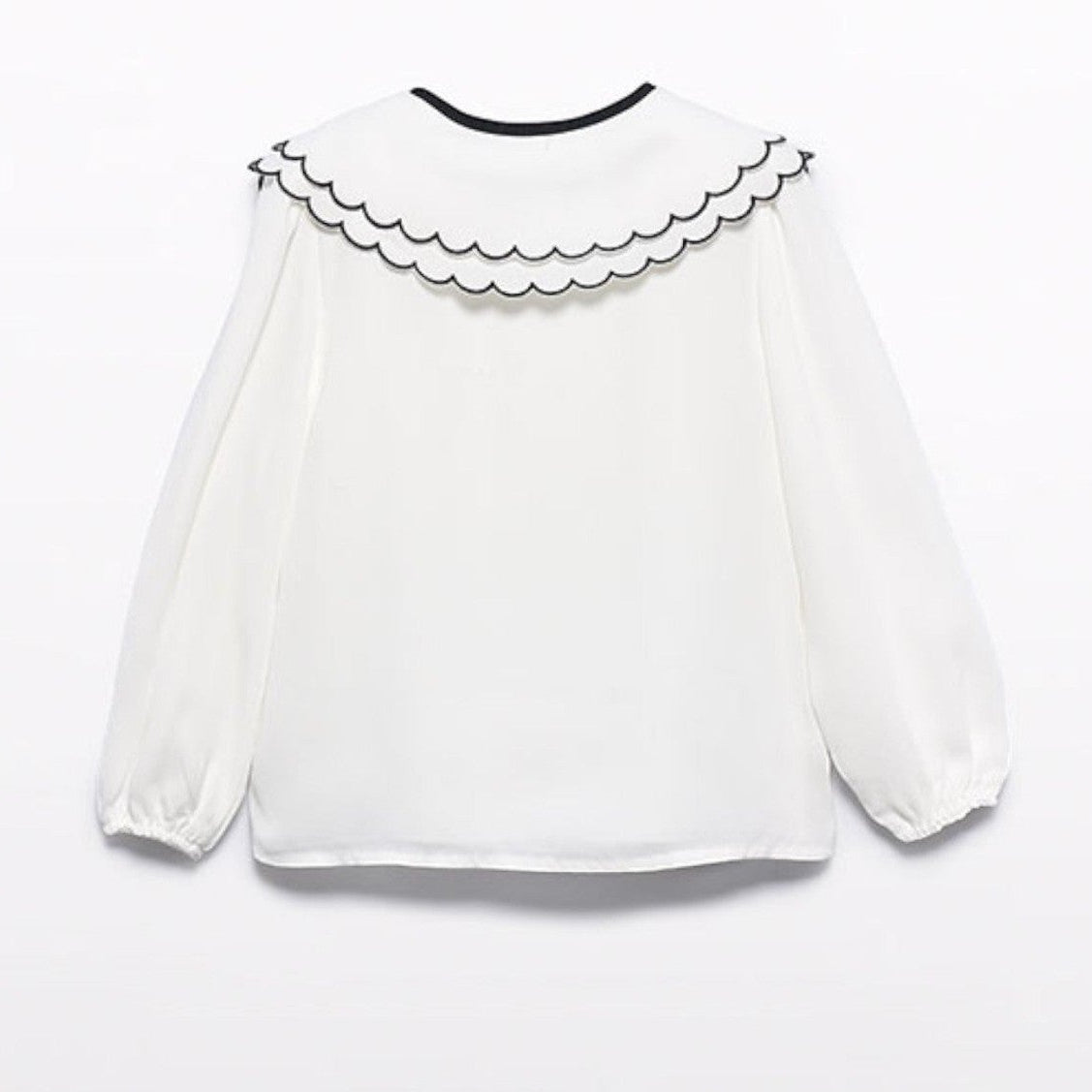 BLusa chiffon collo ricamo Bimba PANNA 5612/3 -  NANU' BABY