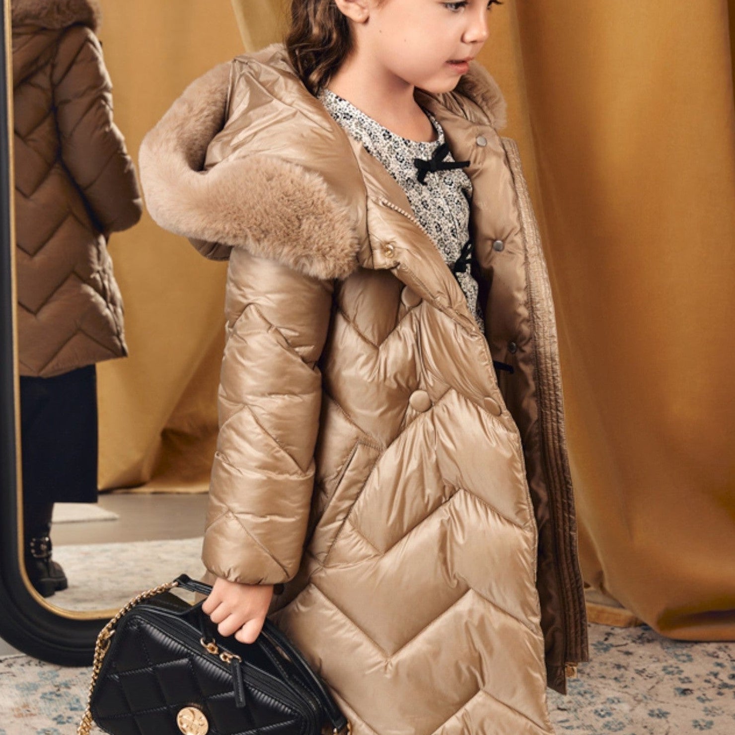 Giaccone lungo trapuntato Bimba Beige 5847/11 - NANU' BABY