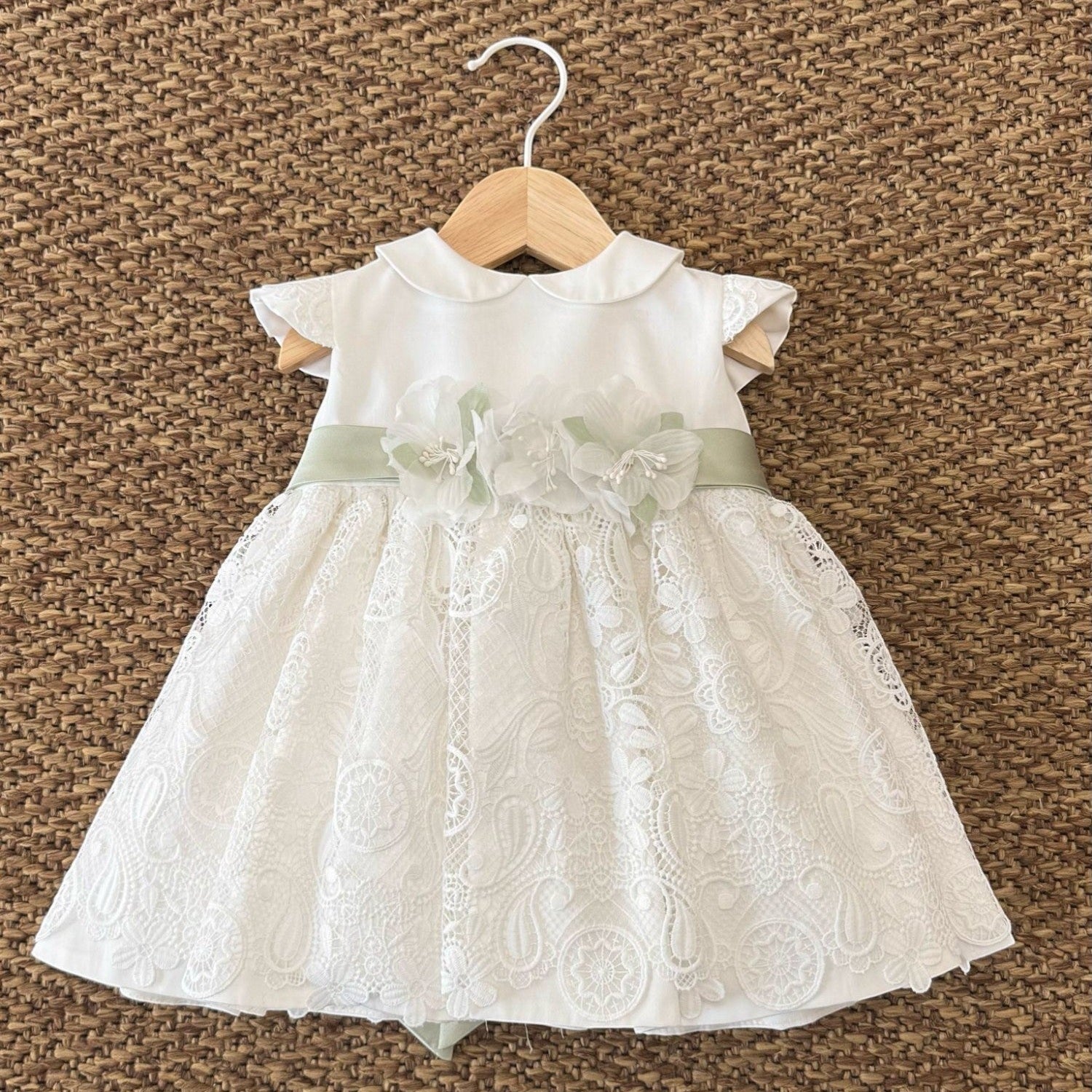 Abito Cerimonia Macramè Bimba BIANCO FB081 -  NANU' BABY