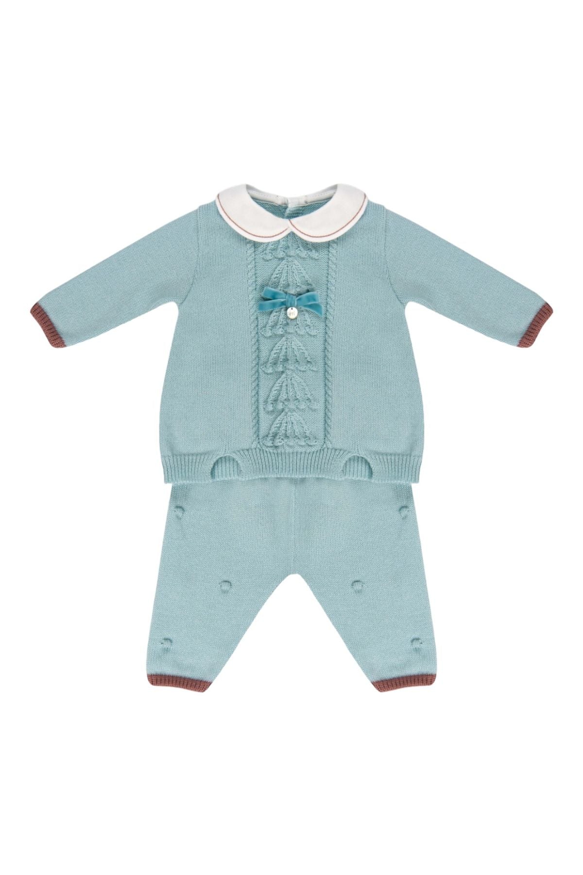 Newborn Set with Bells and Velvet Bow for Newborns in GREEN IG1519