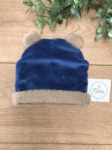 Blue Chenille Hat with Ears for Newborns IC9273