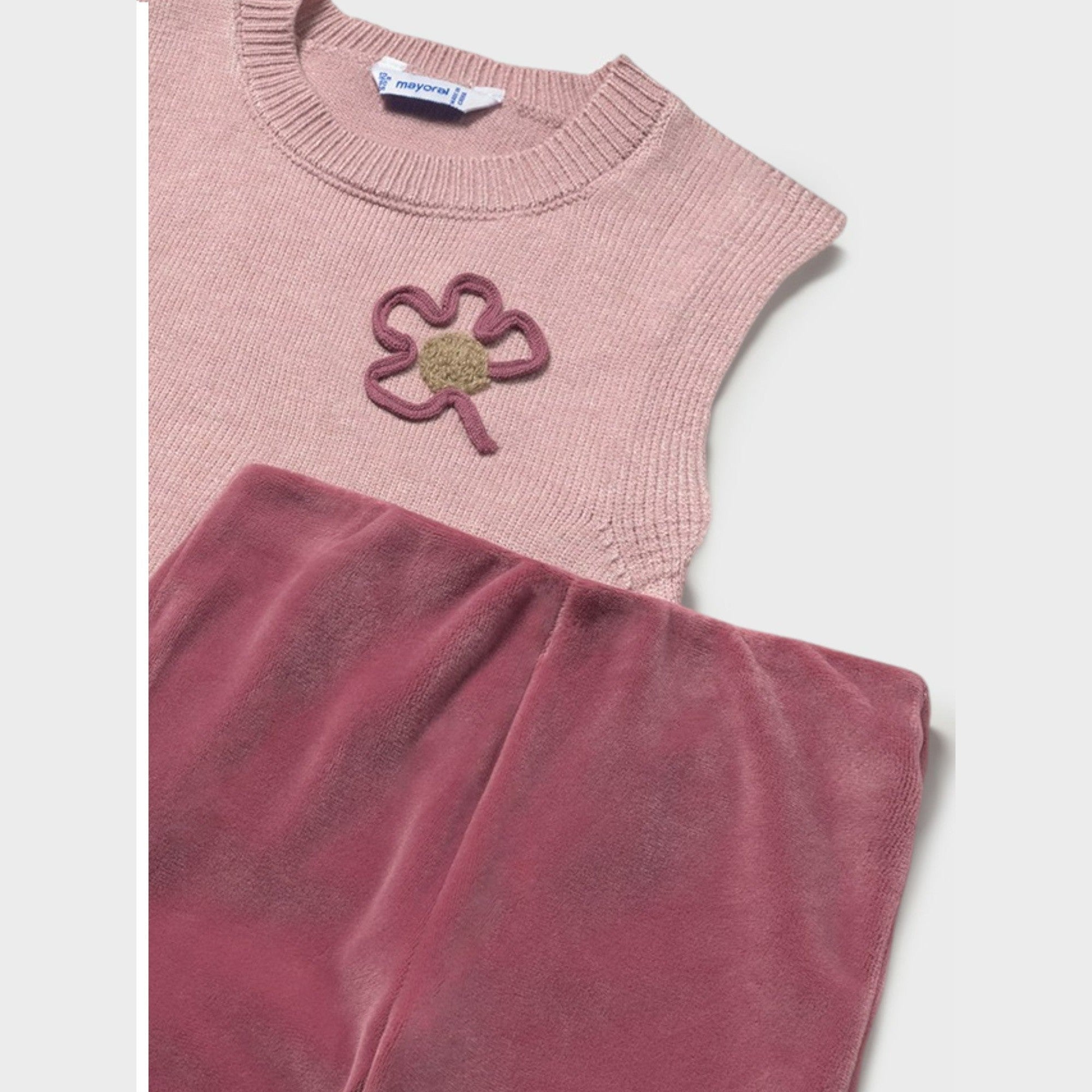 Completo Pantalone gilet tricot Bimba Rosa 2596/49 -  NANU' BABY