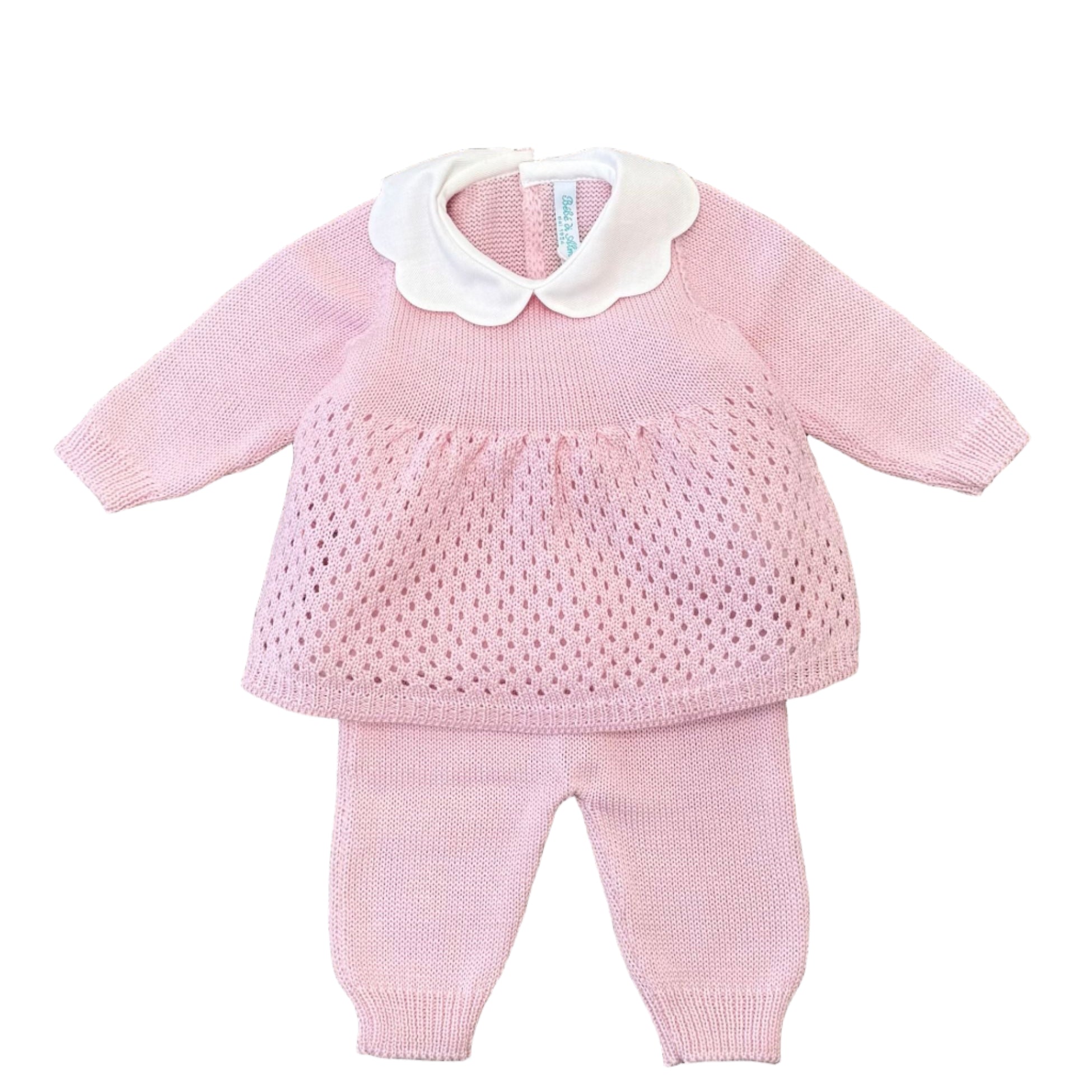 Completo Nascita Neonata Lana Merino Rosa - BEBE' DI ALMY 2P80/R