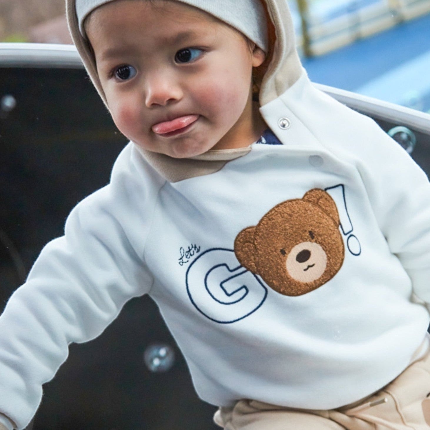 Pullover con cappuccio Bimbo PANNA 2414/31 -  NANU' BABY