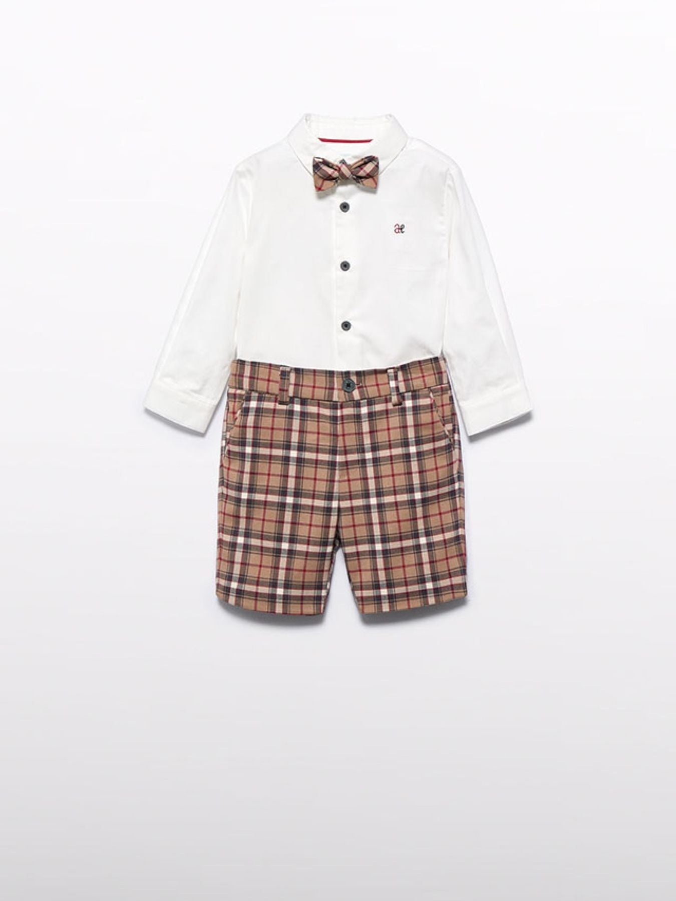 Set of shirt and checkered Bermuda shorts for baby boy, CAMMELLO 5701/C