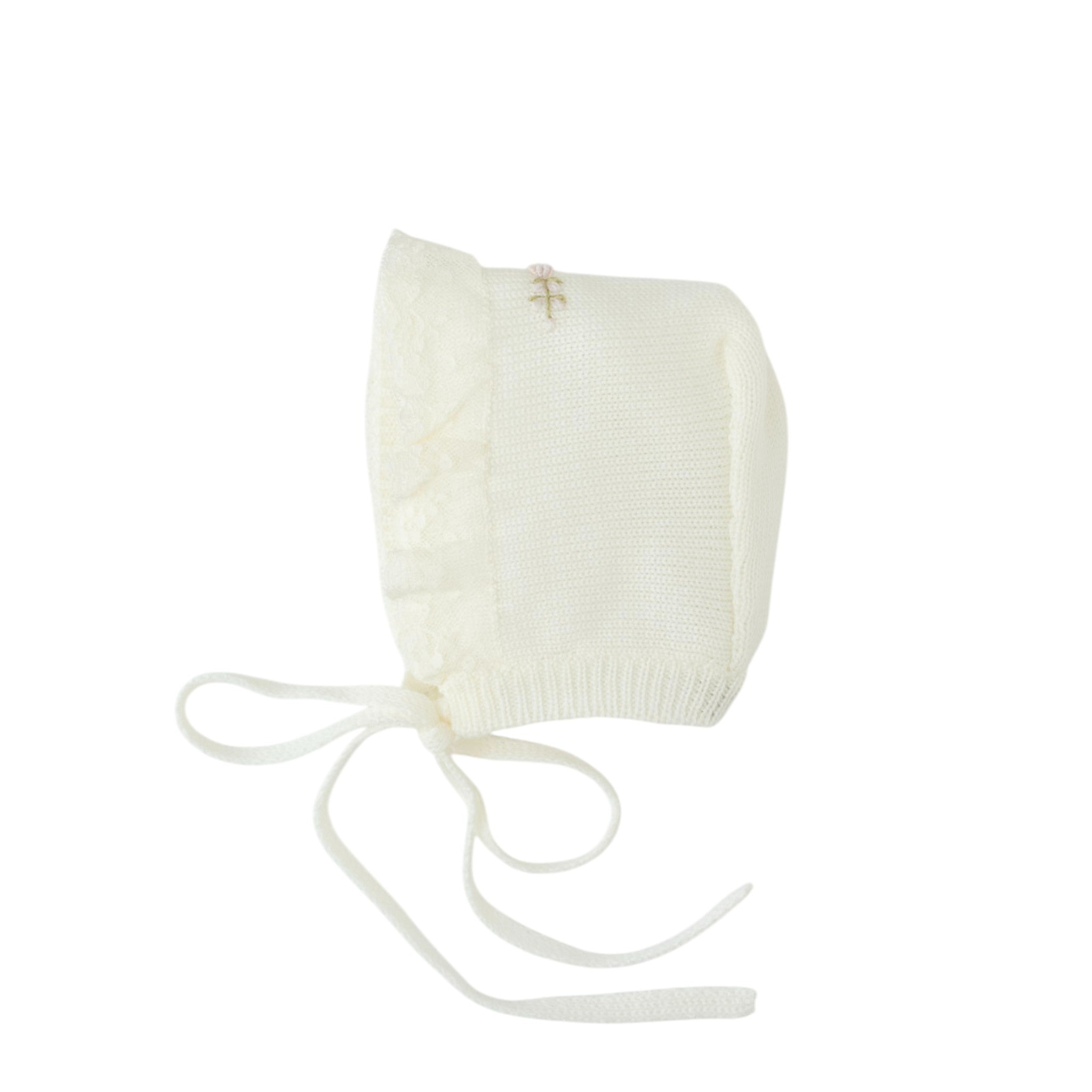 Cuffia Pura Lana Ricamo Fiori Rococò CLAUDIA - Piccola Giuggiola CLAUDIA/CU