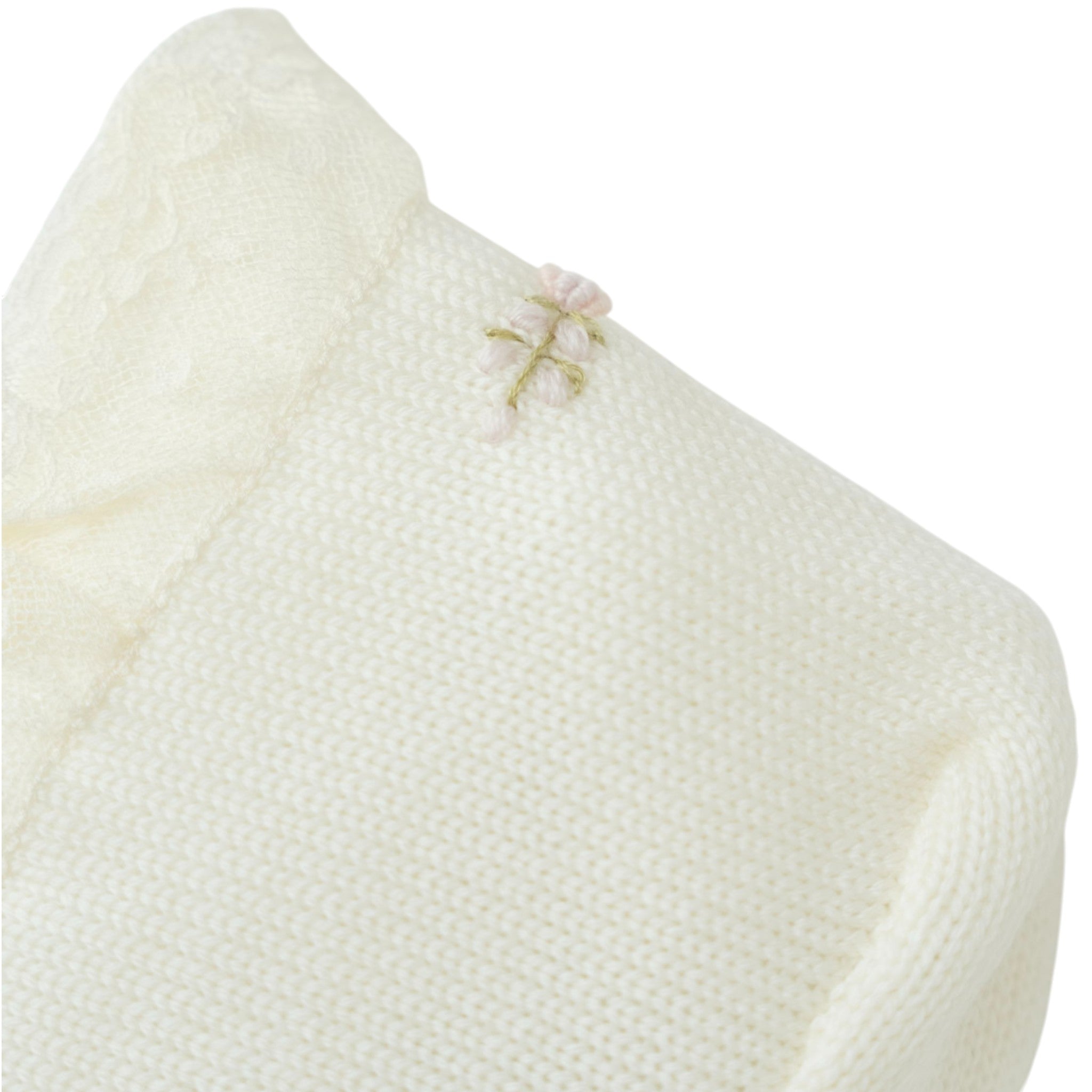 Cuffia Pura Lana Ricamo Fiori Rococò CLAUDIA - Piccola Giuggiola CLAUDIA/CU