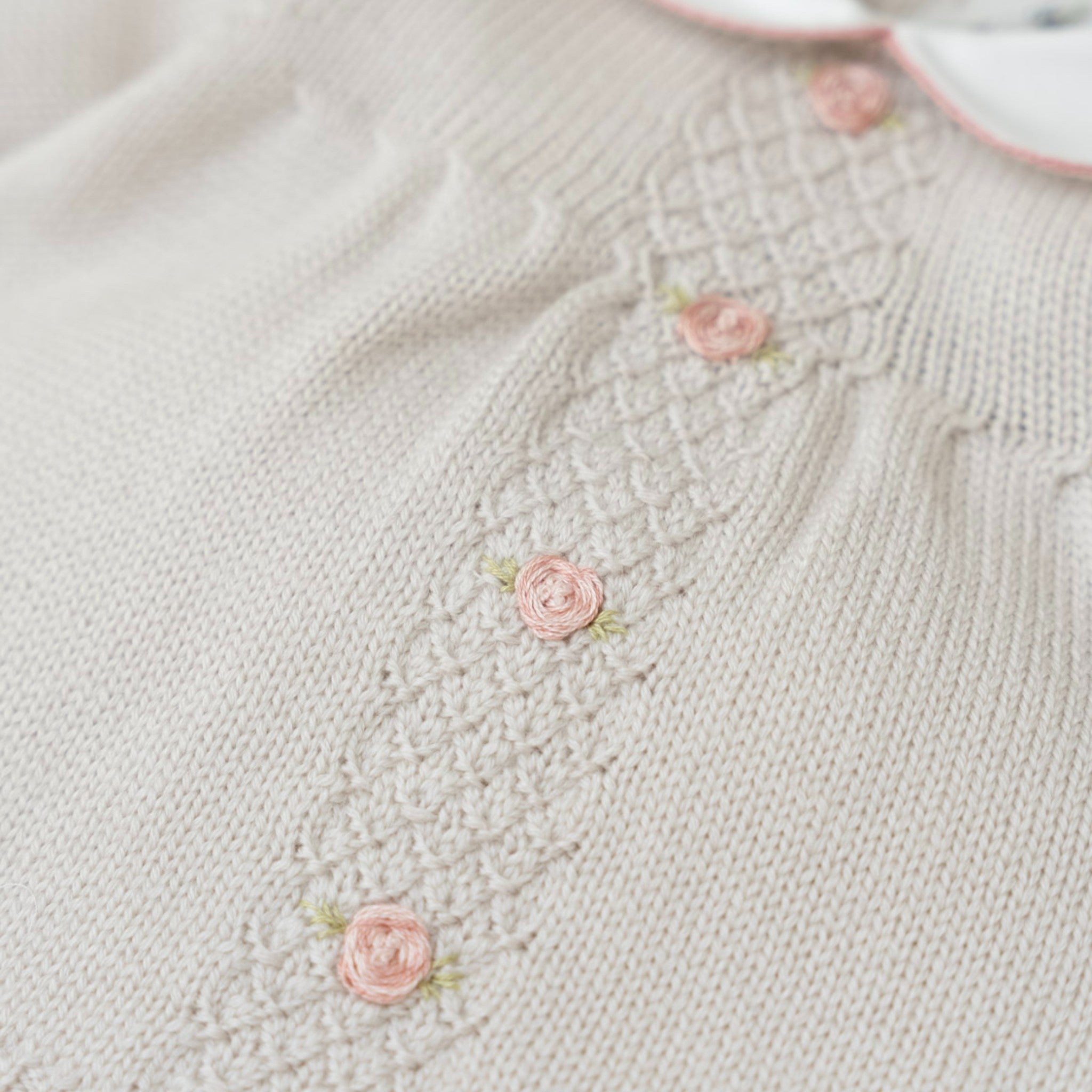 Completo Nascita Pura Lana Ricamo Fiori Rococò ASIA - Piccola Giuggiola ASIA/CN-T