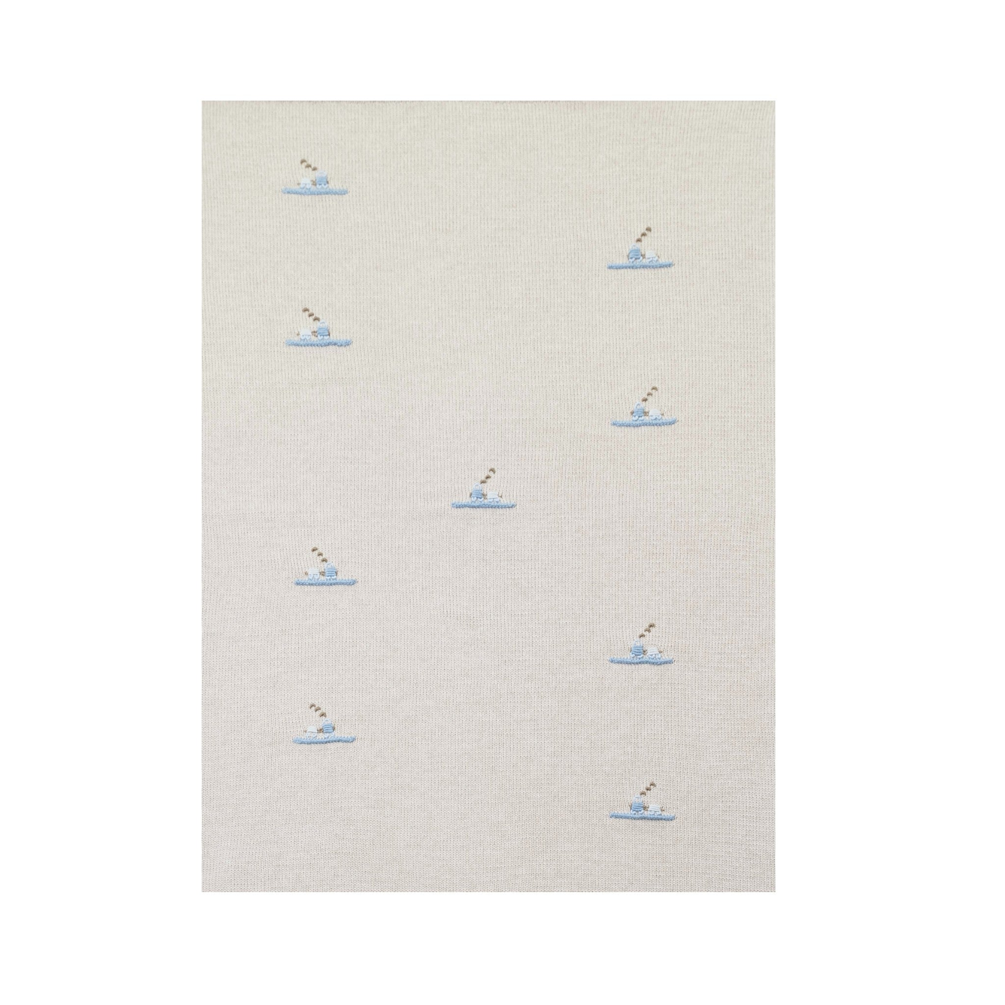 Coperta Neonato Lana Ricamo Trenino BENNY - Piccola Giuggiola BENNY-CO