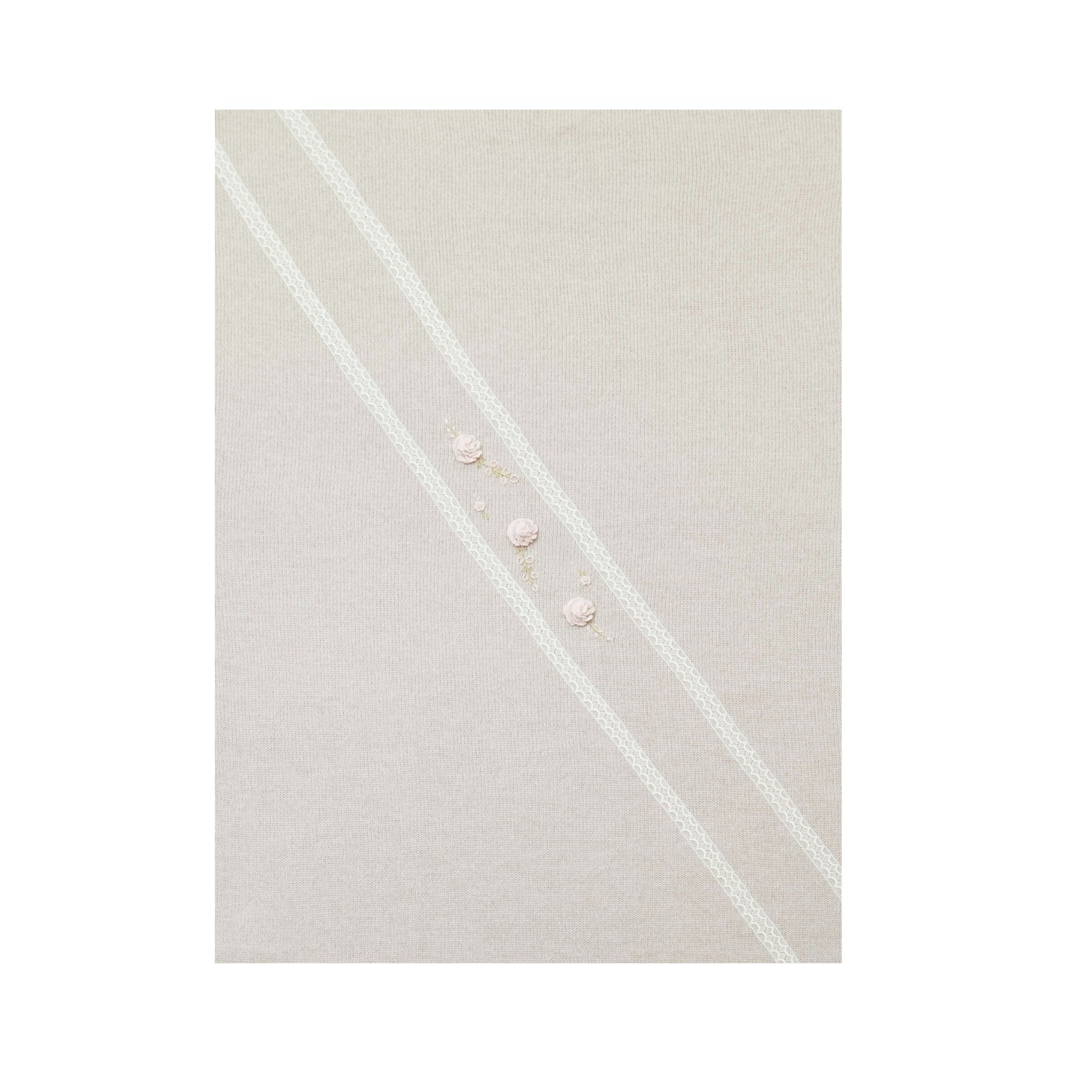 Coperta Pura Lana Ricamo Fiori Rococò CLAUDIA - Piccola Giuggiola CLAUDIA/CO-T