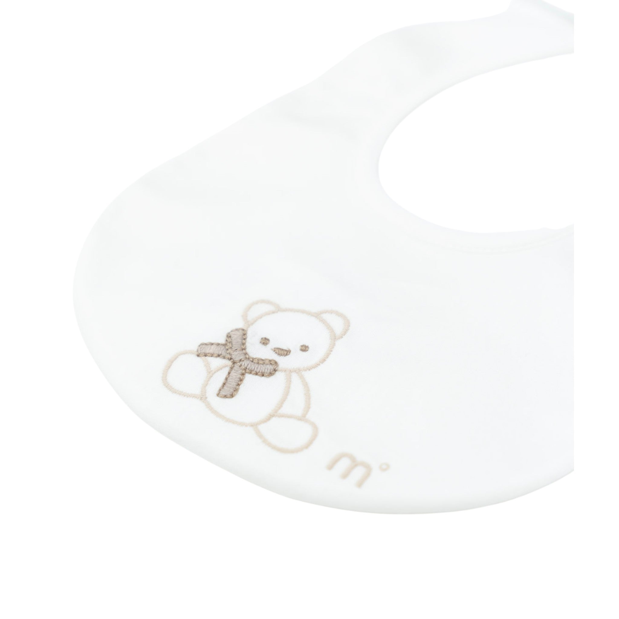Bavetta Neonato Cotone 100% Vaniglia Ricamo Orsetto IN54BAV