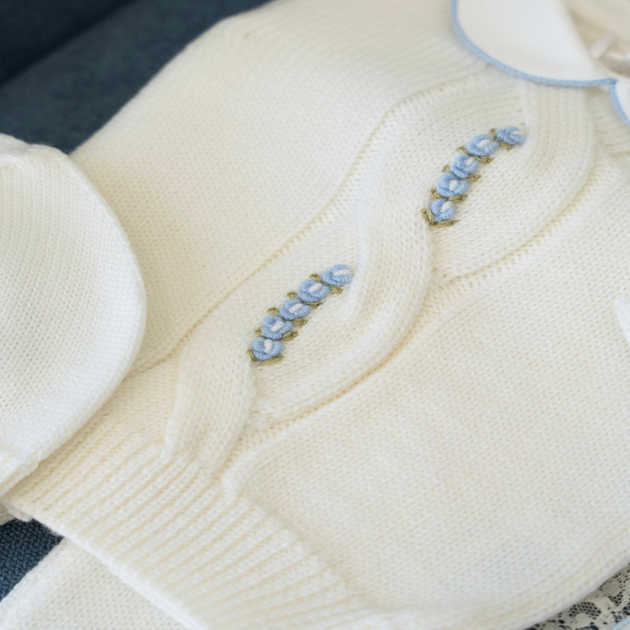 OLLY Pure Wool Baby Set with Braided Embroidery - Piccola Giuggiola OLLY/CN-C