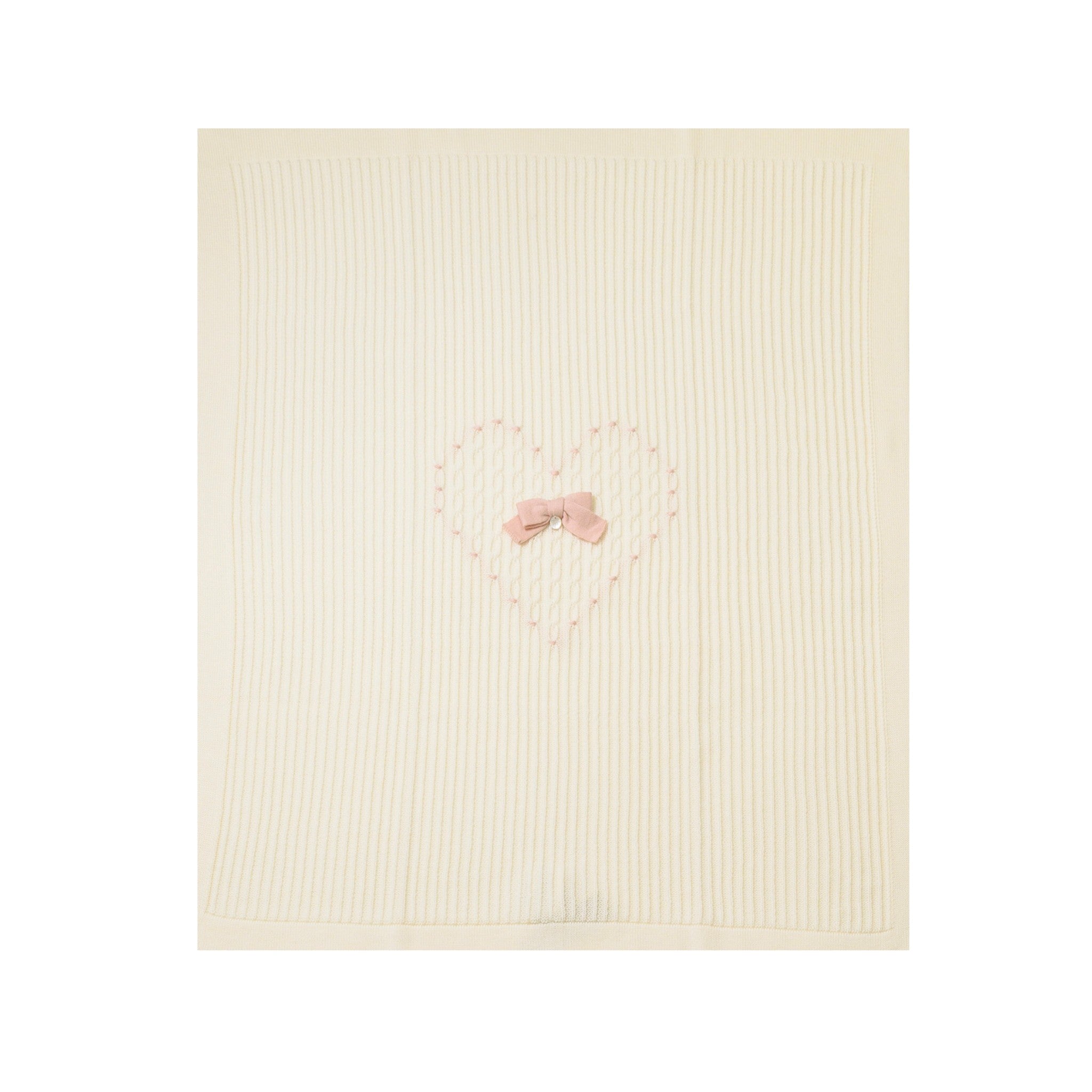 Coperta Lana con Cuore Neonata VANIGLIA IN1180