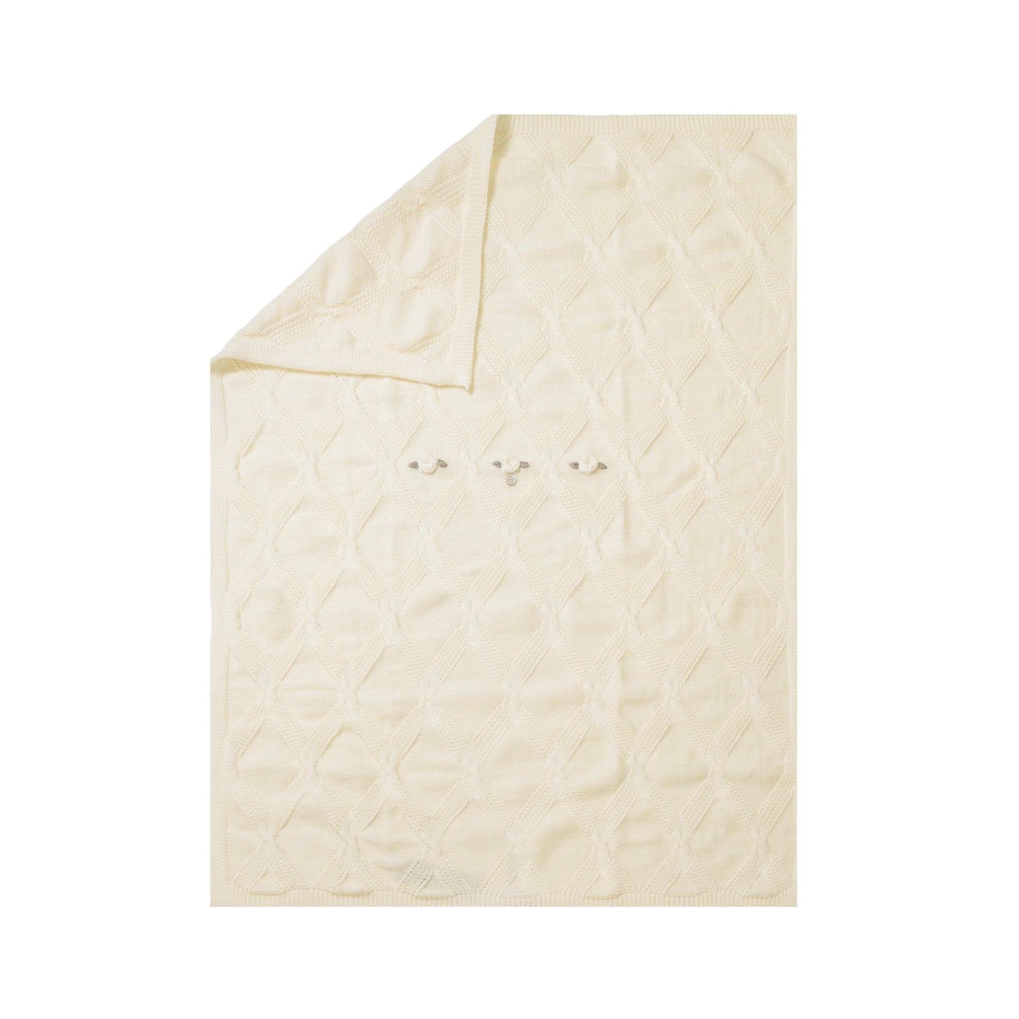 Copertina Neonata Lana Vergine 100% Vaniglia Tortora IN2480/V