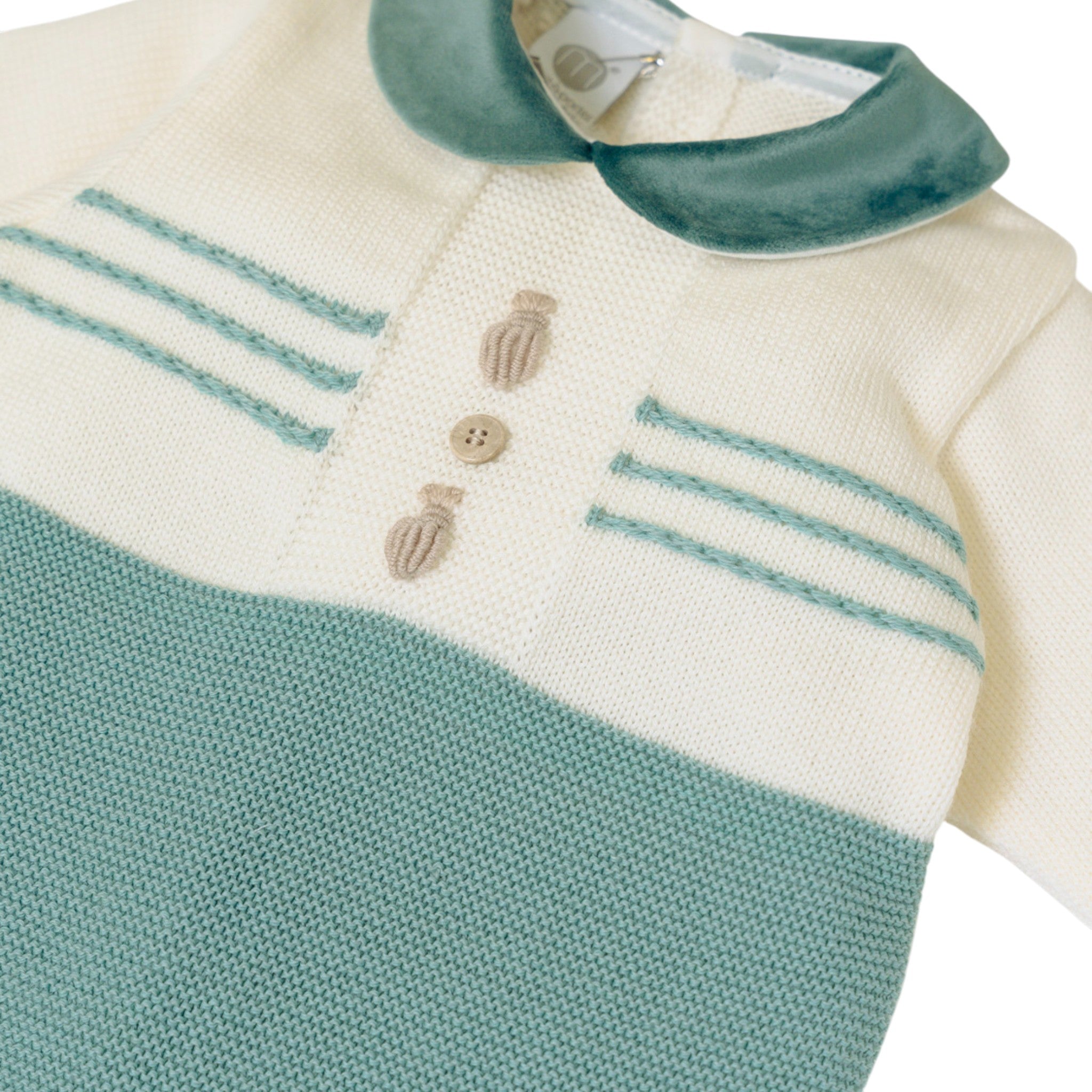 Tutina Neonato Lana Vergine 100% Vaniglia Verde Salvia IN6610