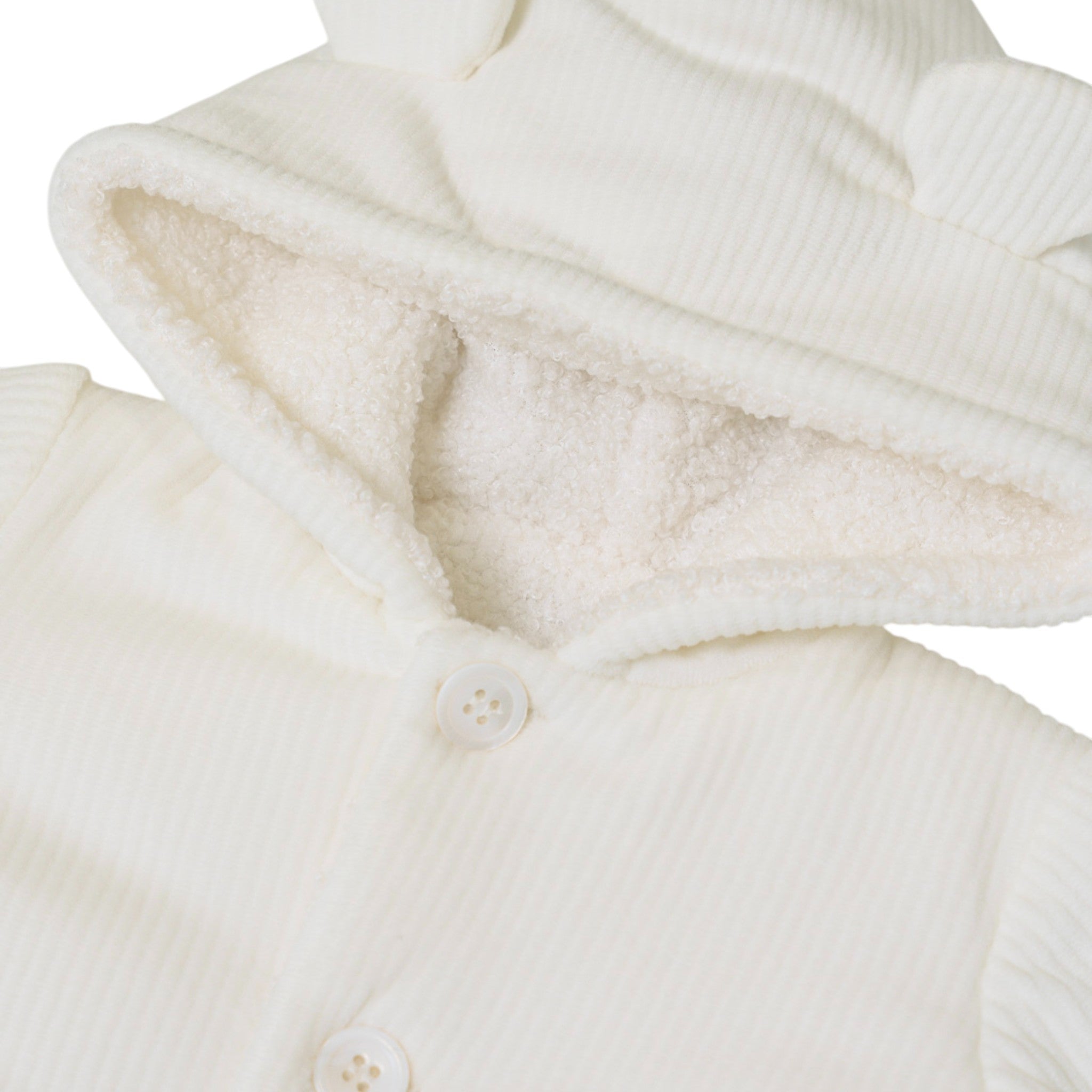 Baby Boy's Hooded Coat, 100% Cotton, Vanilla Color, IN5940/V