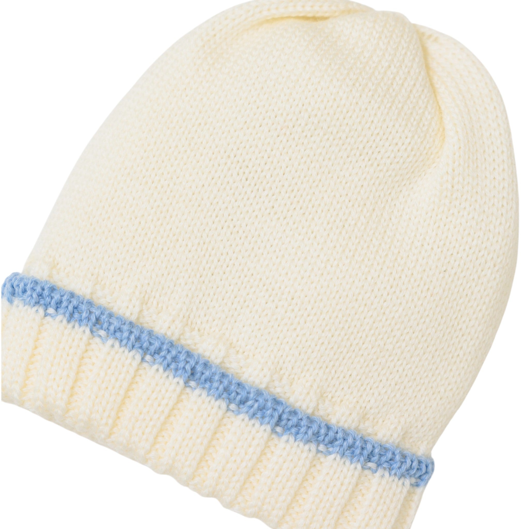 Cuffia Neonato PANNA Riga Azzurro LE DODO' - Made in Italy CA93-1009