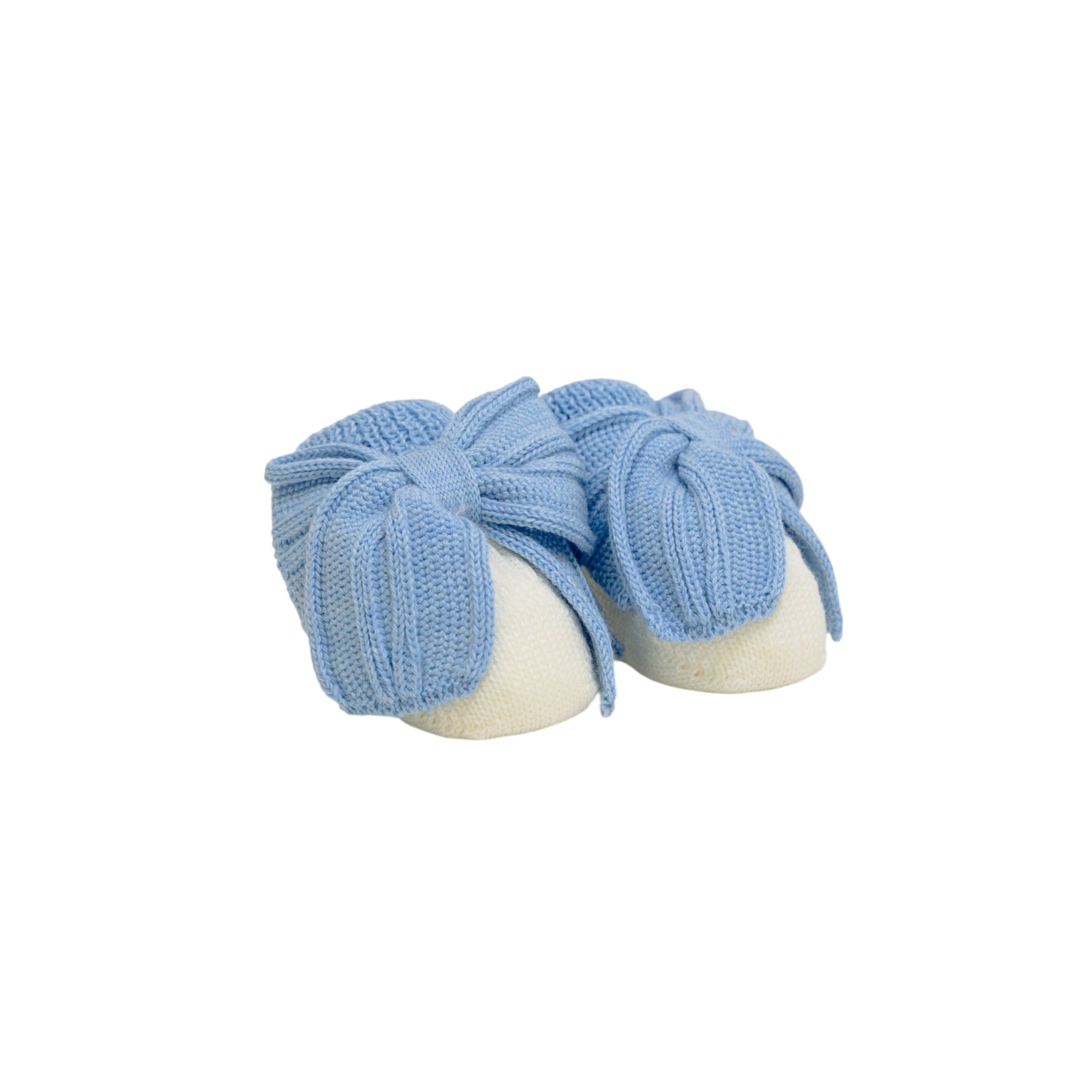 Babbucce Neonato PANNA Fiocco Azzurro LE DODO' - Made in Italy SC93-1009