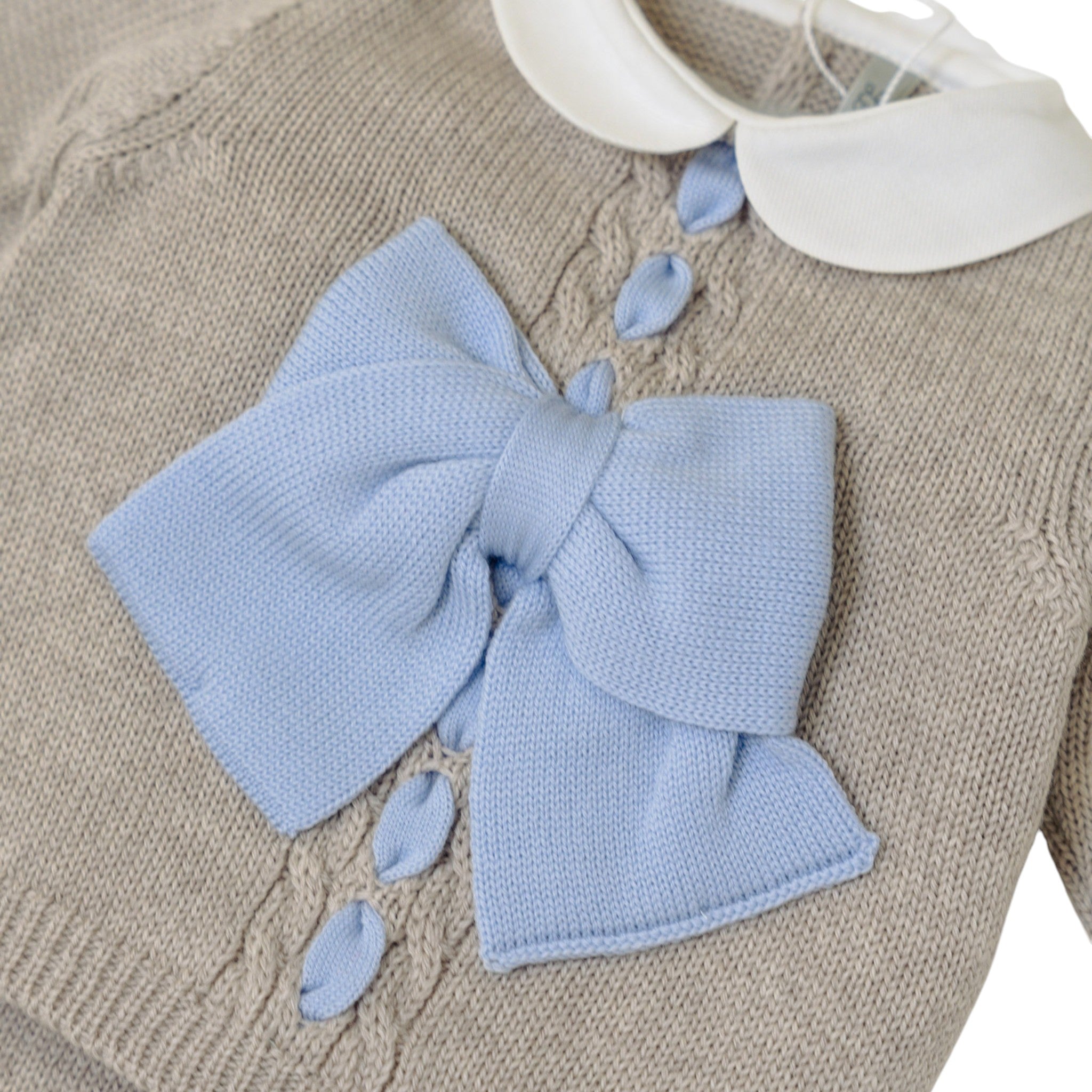 Newborn Baby Boy Outfit, Tortora Color, Sky Blue Trim, LE DODO' - Made in Italy 2P92-3005
