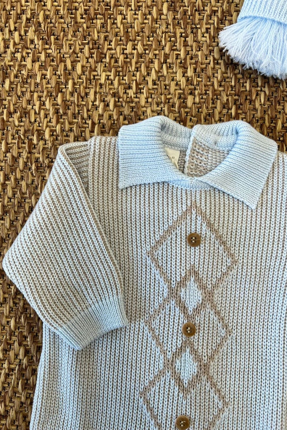 Baby Onesie with Diamond Pattern Sky Blue IG6410