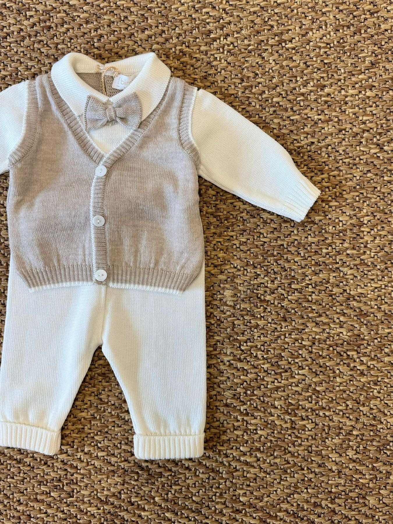 Baby Boy's Outfit with Bow Tie, Tortora 6815