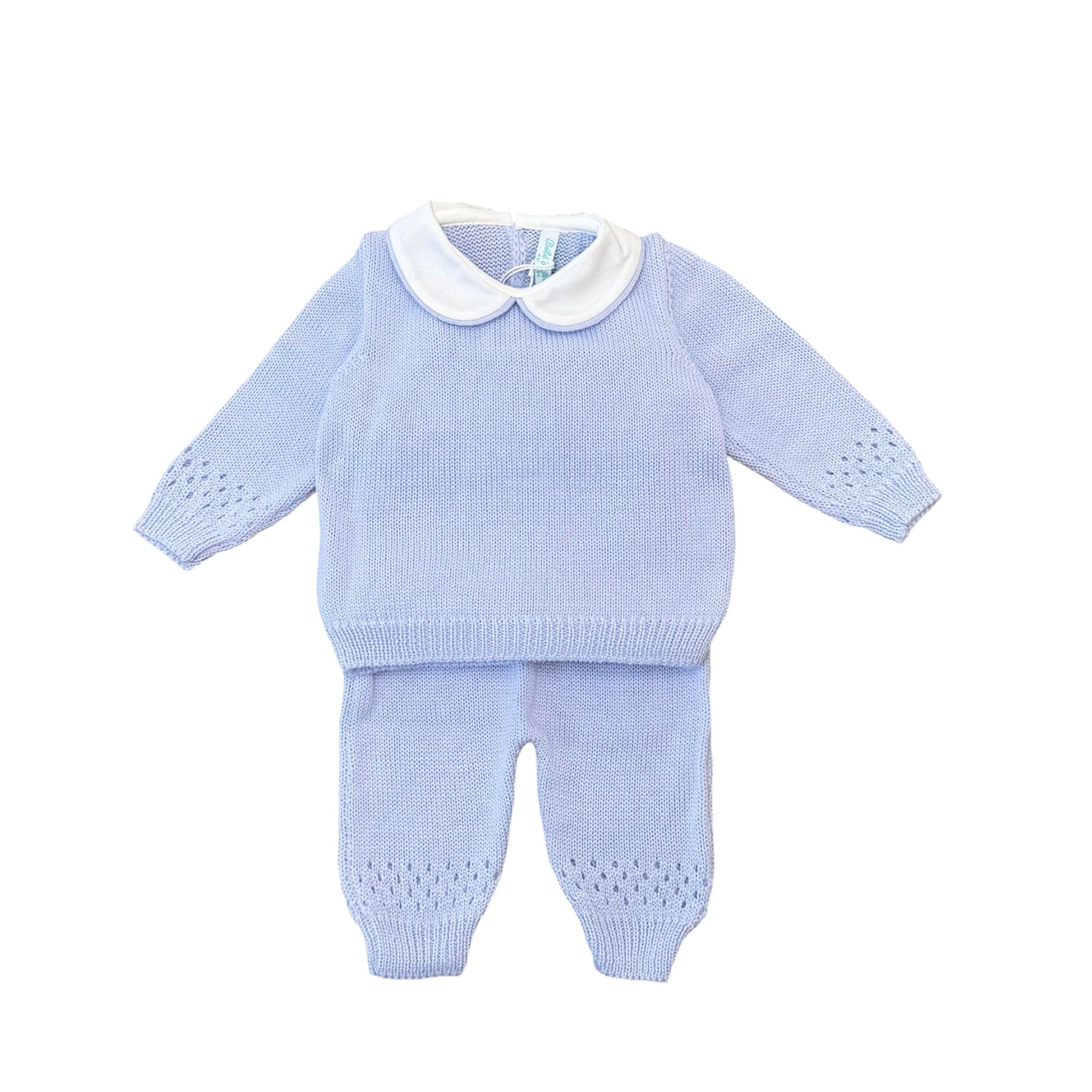 Merino Wool Newborn Baby Set, Sky Blue - BEBE' DI ALMY 2P80/C
