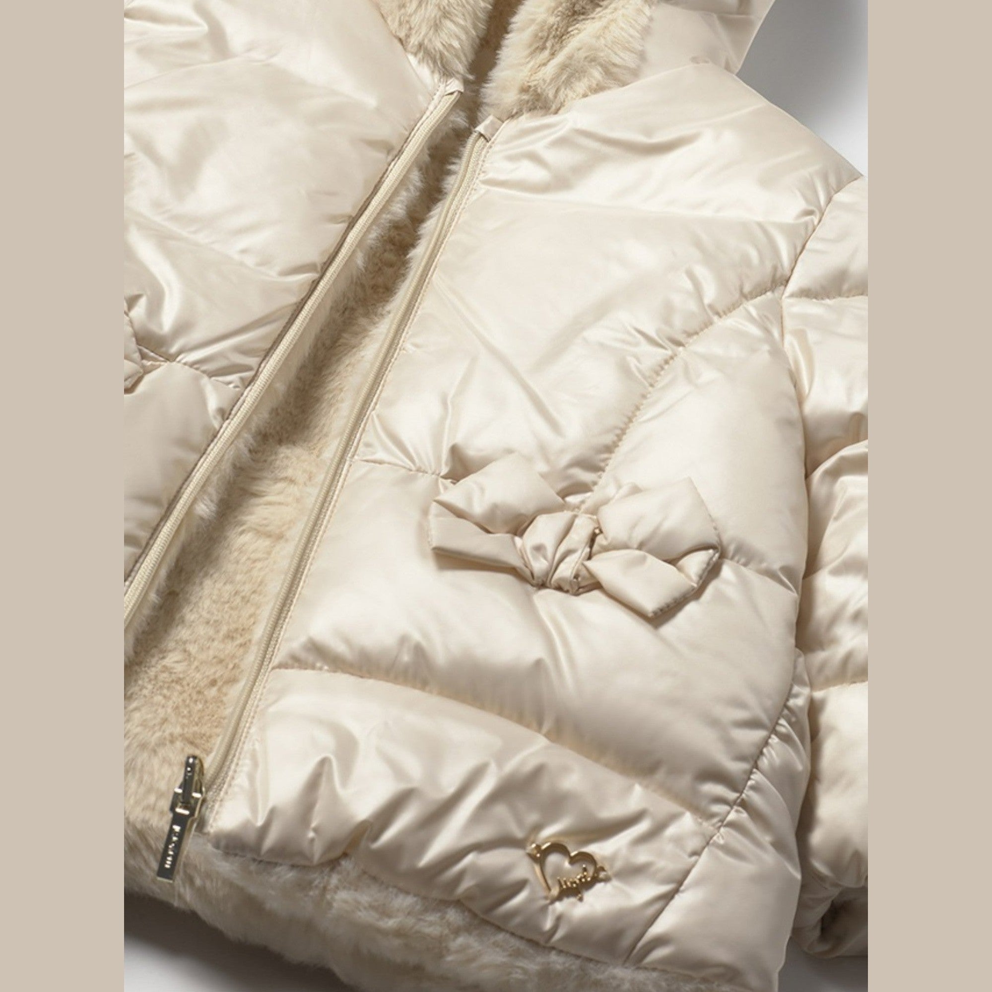 giubbotto reversibile pelo Bimba Avorio 2435/80 -  NANU' BABY