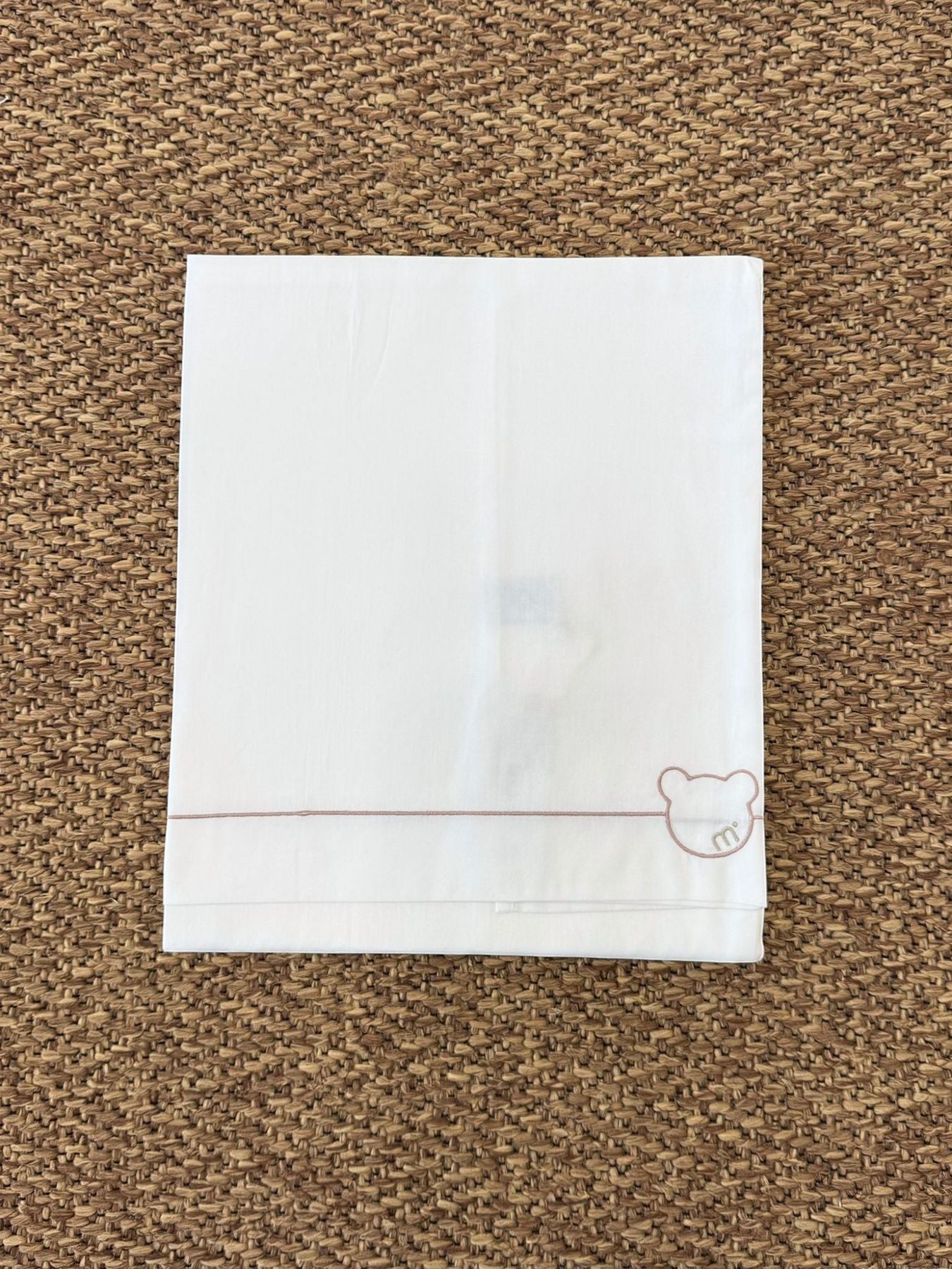 White Teddy Bear Sheet for Newborns IG54LE
