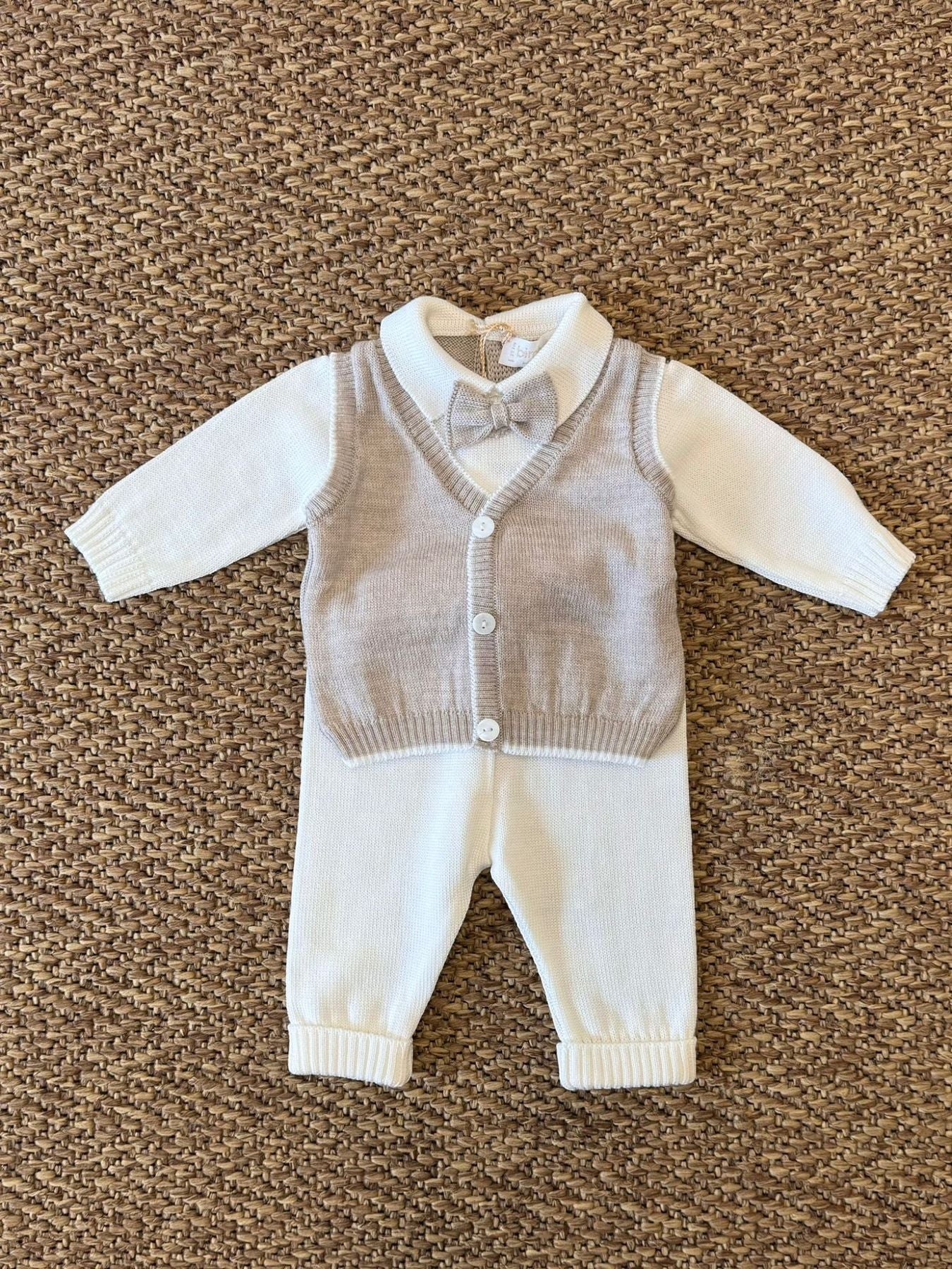 Baby Boy's Outfit with Bow Tie, Tortora 6815