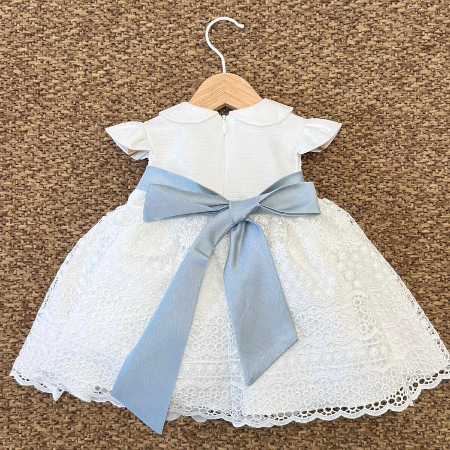 Abito Cerimonia Macramè Bimba AZZURRO FB080/AP -  NANU' BABY