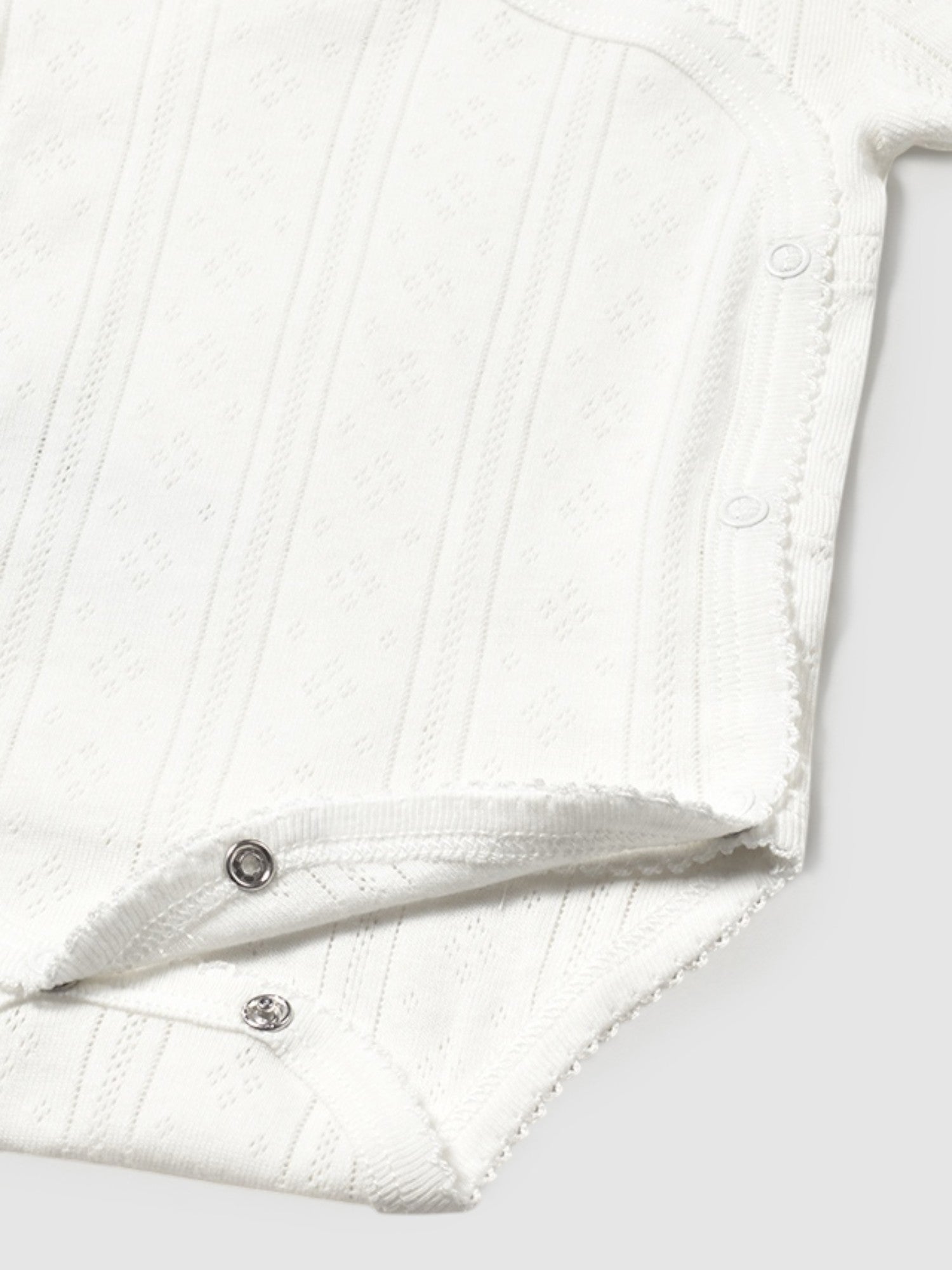 Baby Girl's White Perforated Short-Sleeved Bodysuit 1746 /B