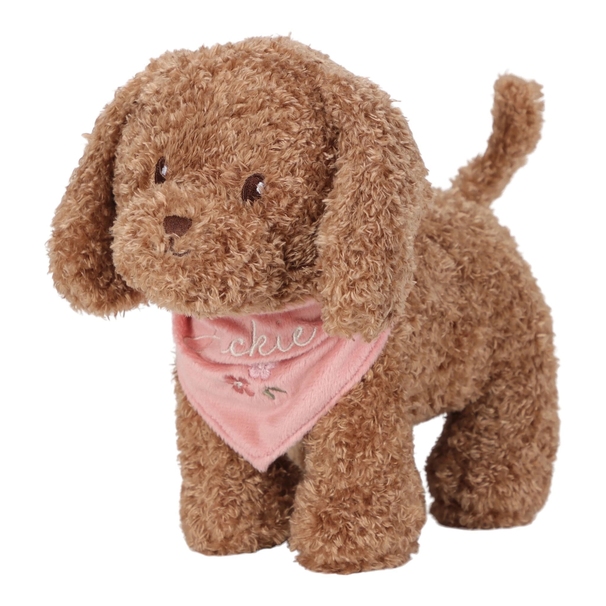 Jackie the dog plush toy with carrier, Multicoloured LD4518
