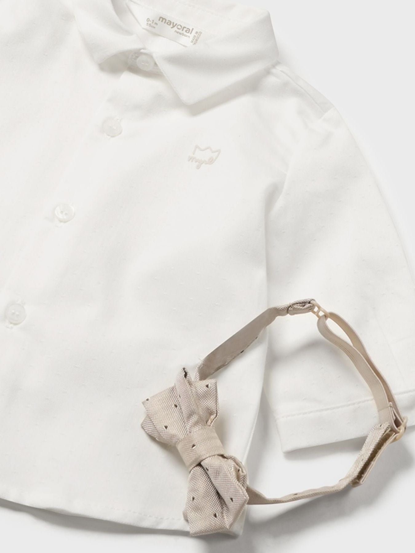 Long-sleeved shirt with bow tie for boys, ecru 1J-2180/E